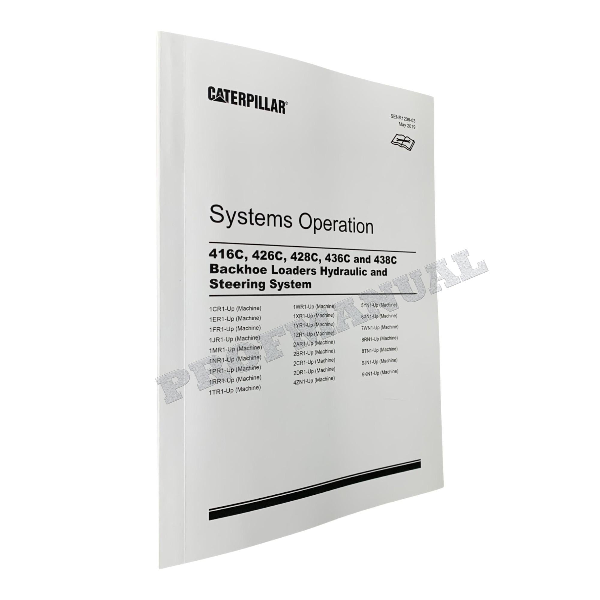 Manual de servicio de dirección hidráulica de retroexcavadoras Caterpillar 416C, 426C, 428C y 436C (4 libros)