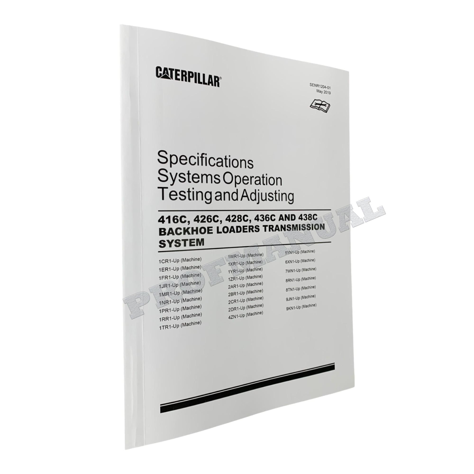 Manual de servicio del tren de potencia de la retroexcavadora Caterpillar 416C, 426C, 428C y 436C (5 libros)