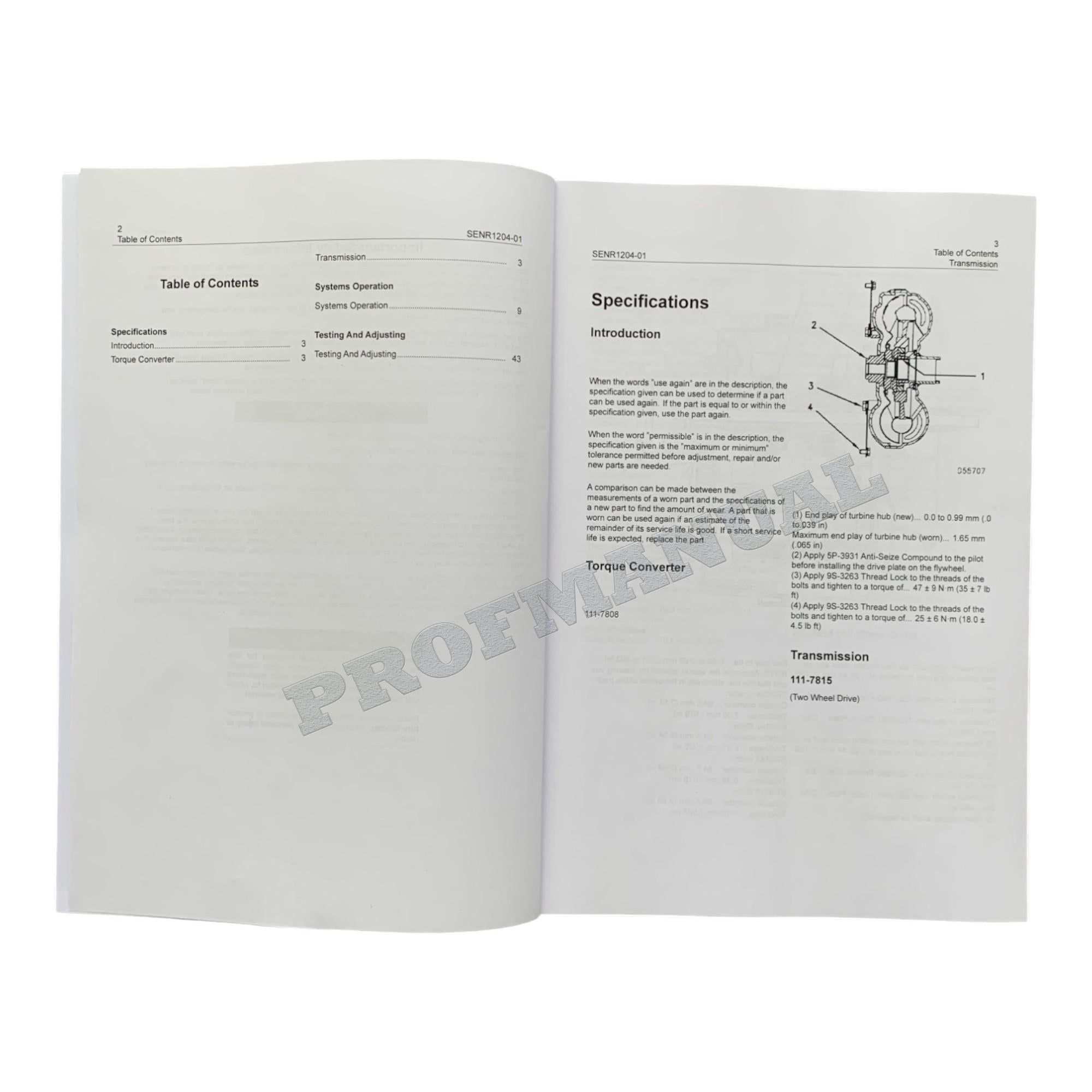 Manual de servicio del tren de potencia de la retroexcavadora Caterpillar 416C, 426C, 428C y 436C (5 libros)