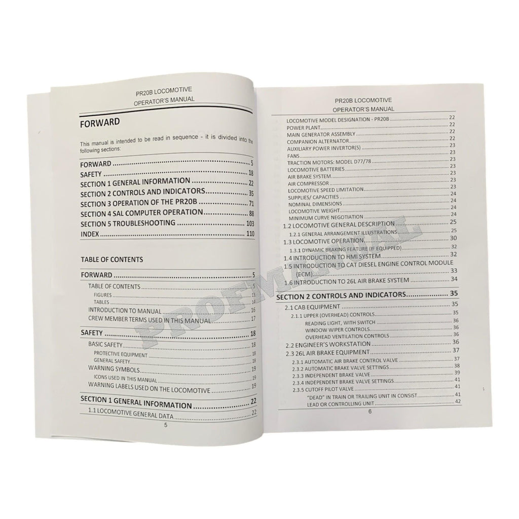 Caterpillar Cat PR20B Locomotive OPERATORS MAINTENANCE MANUAL