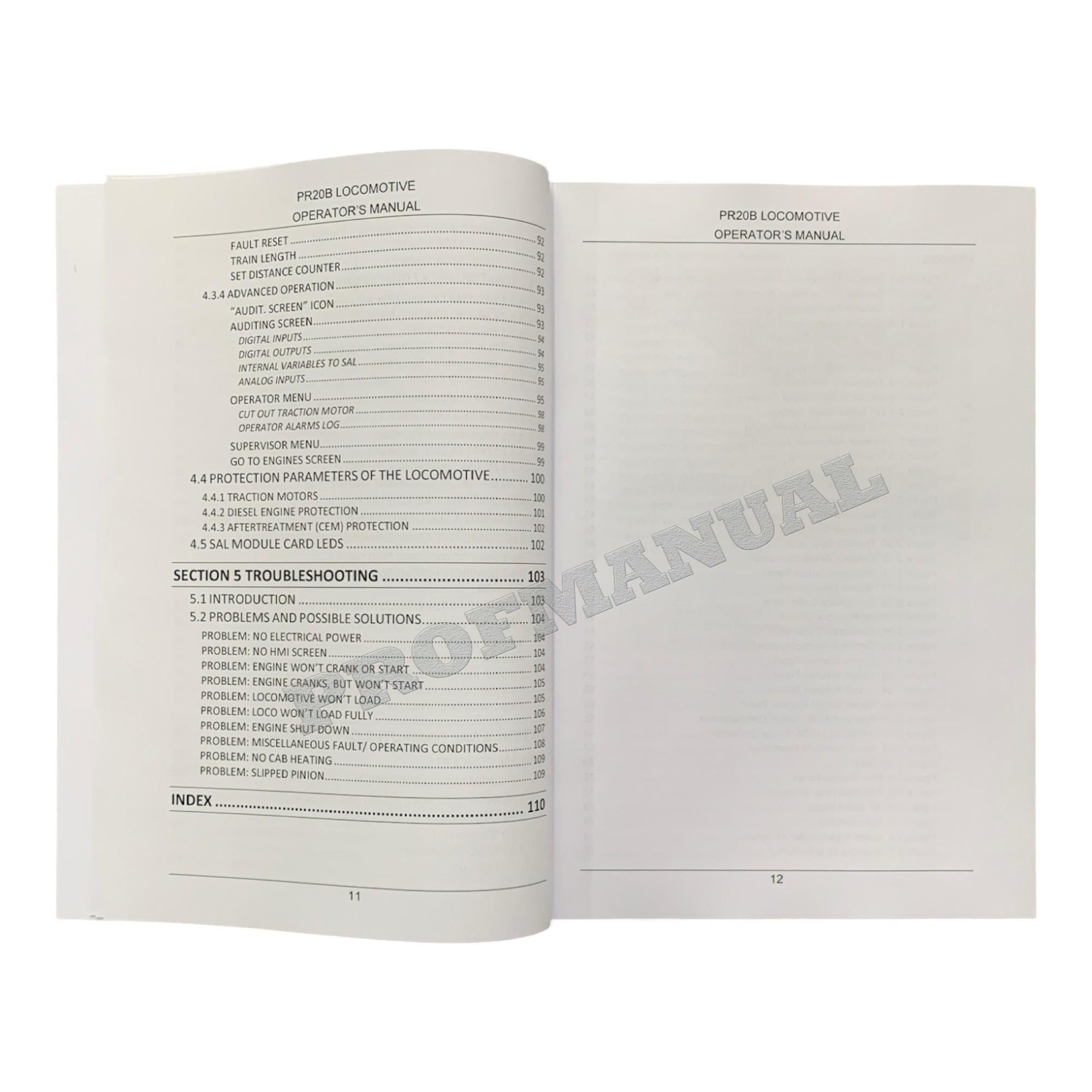 Caterpillar Cat PR20B Locomotive OPERATORS MAINTENANCE MANUAL