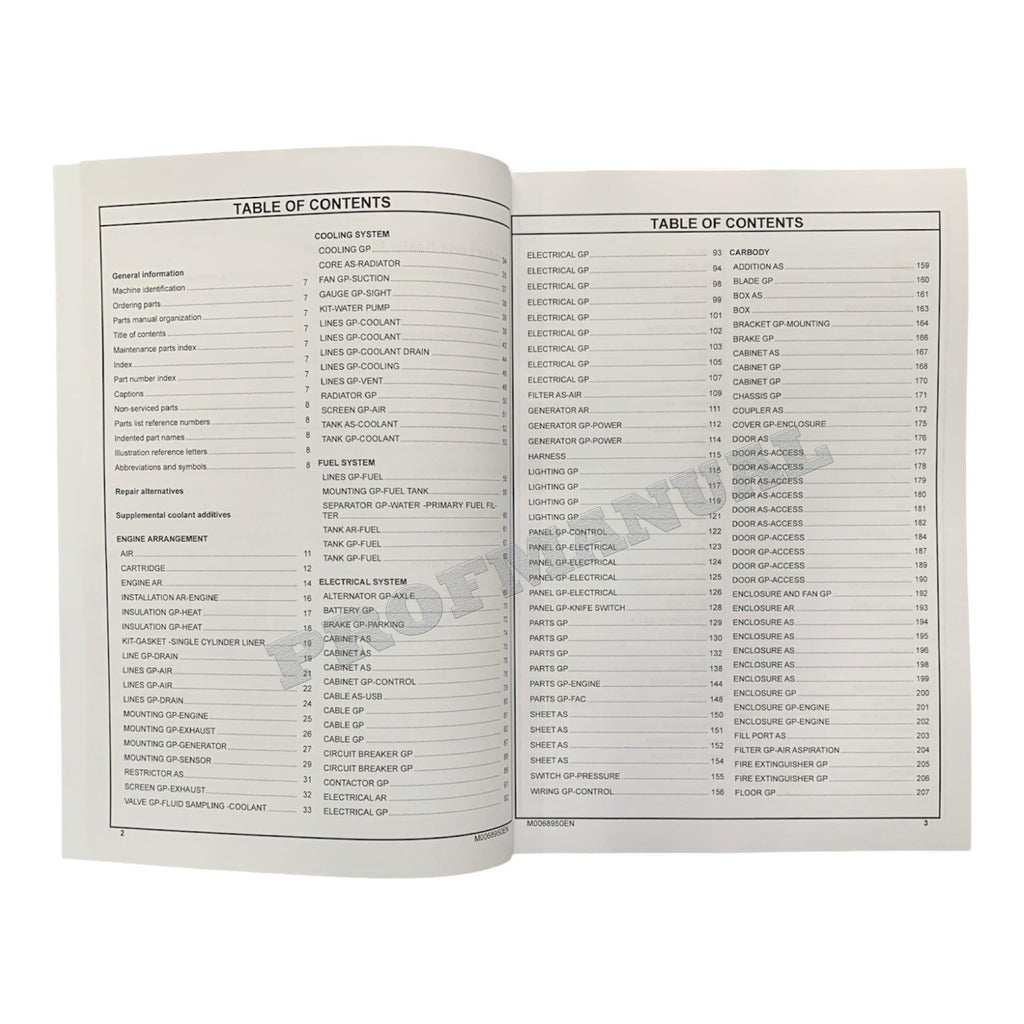 Manual del catálogo de piezas de la locomotora Caterpillar Cat PR20B