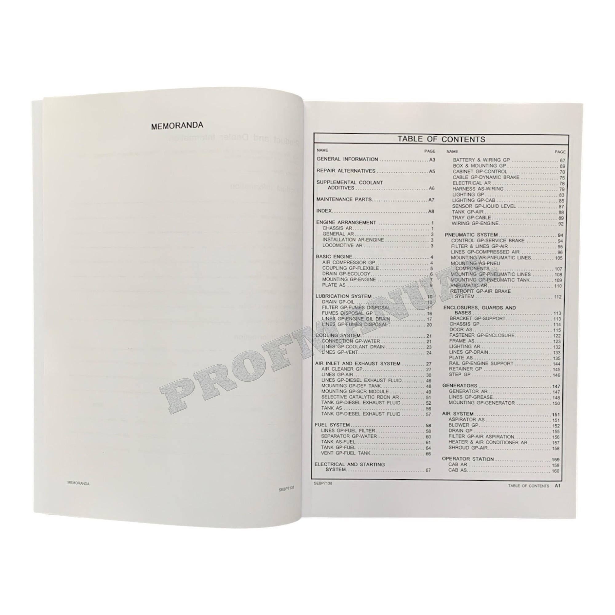 Caterpillar Cat PR30B Re Power Locomotive Parts Catalog Manual