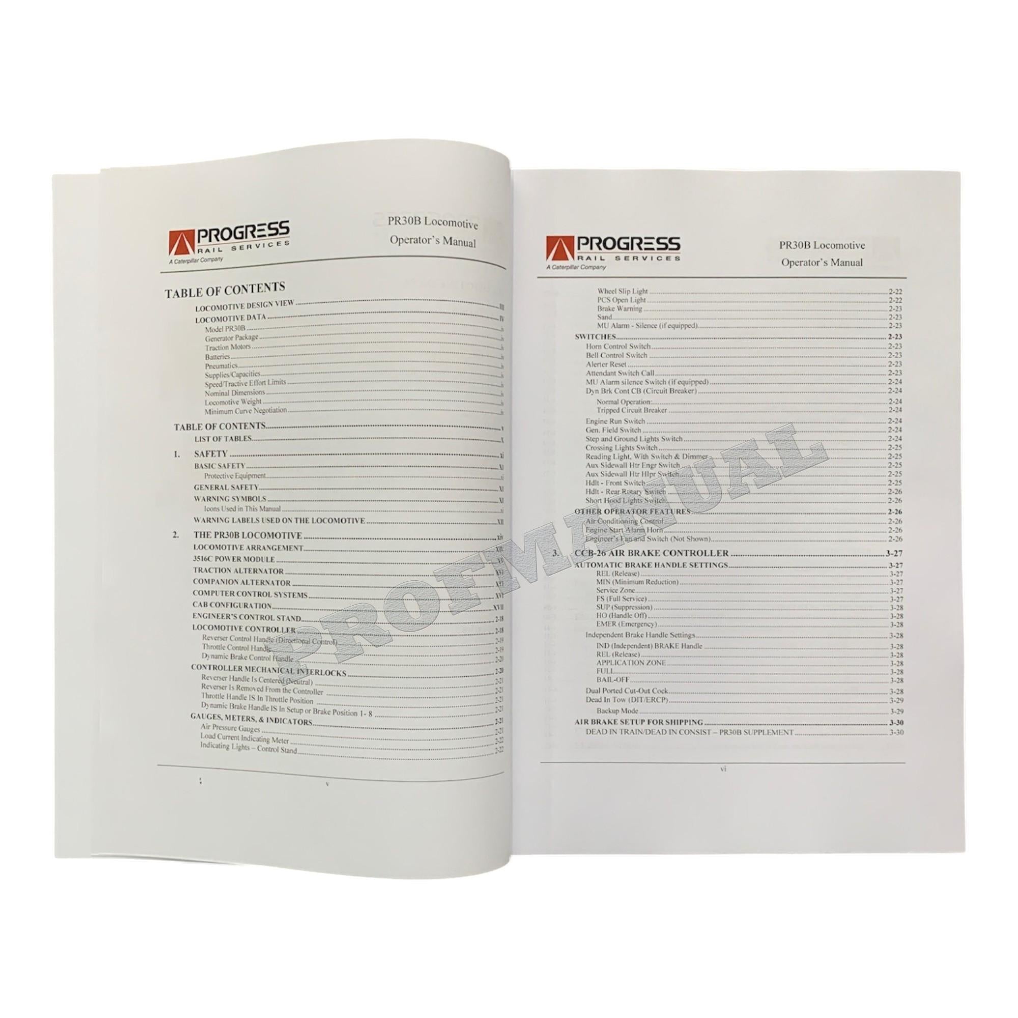 Caterpillar Cat PR30B Locomotive OPERATORS MAINTENANCE MANUAL