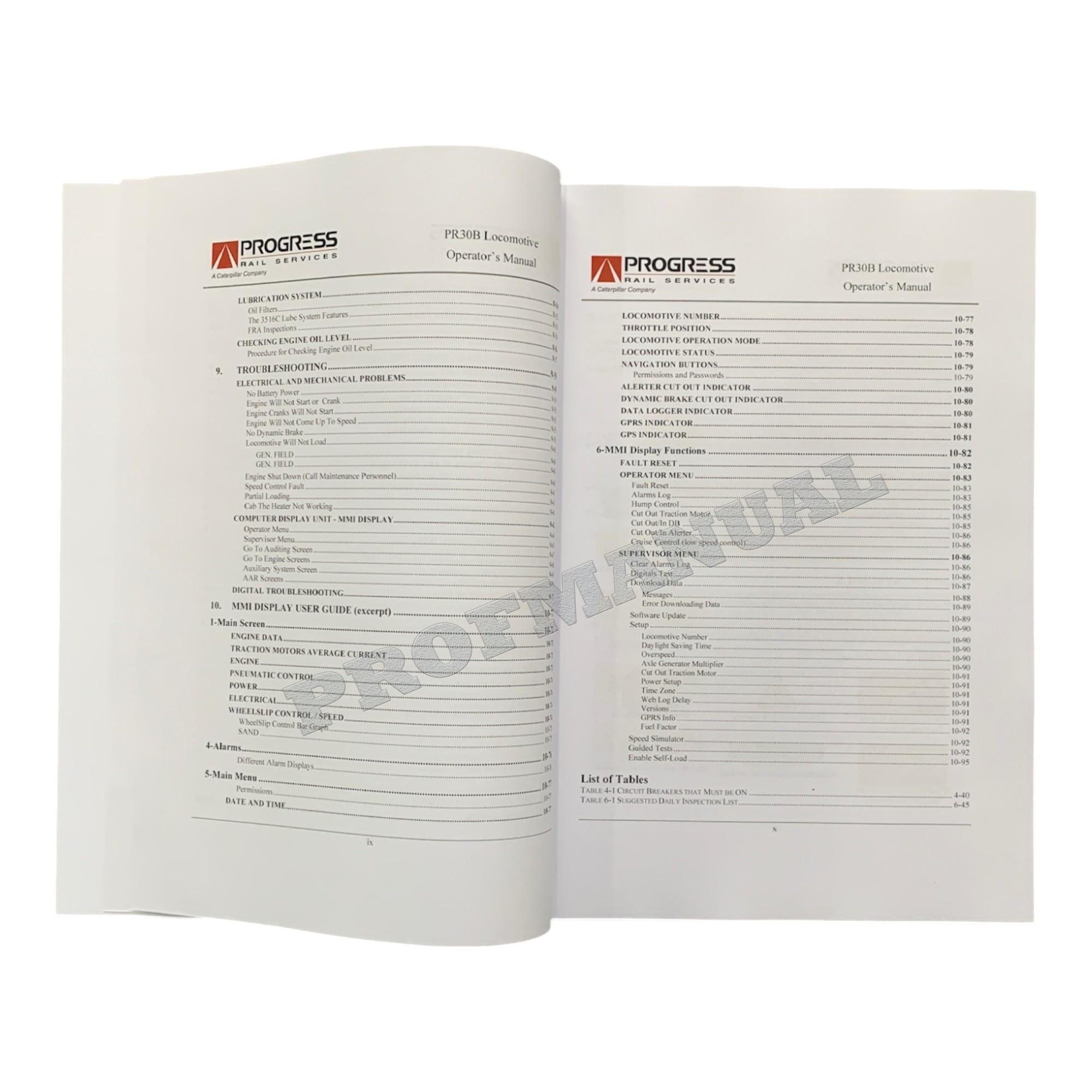 Caterpillar Cat PR30B Locomotive OPERATORS MAINTENANCE MANUAL