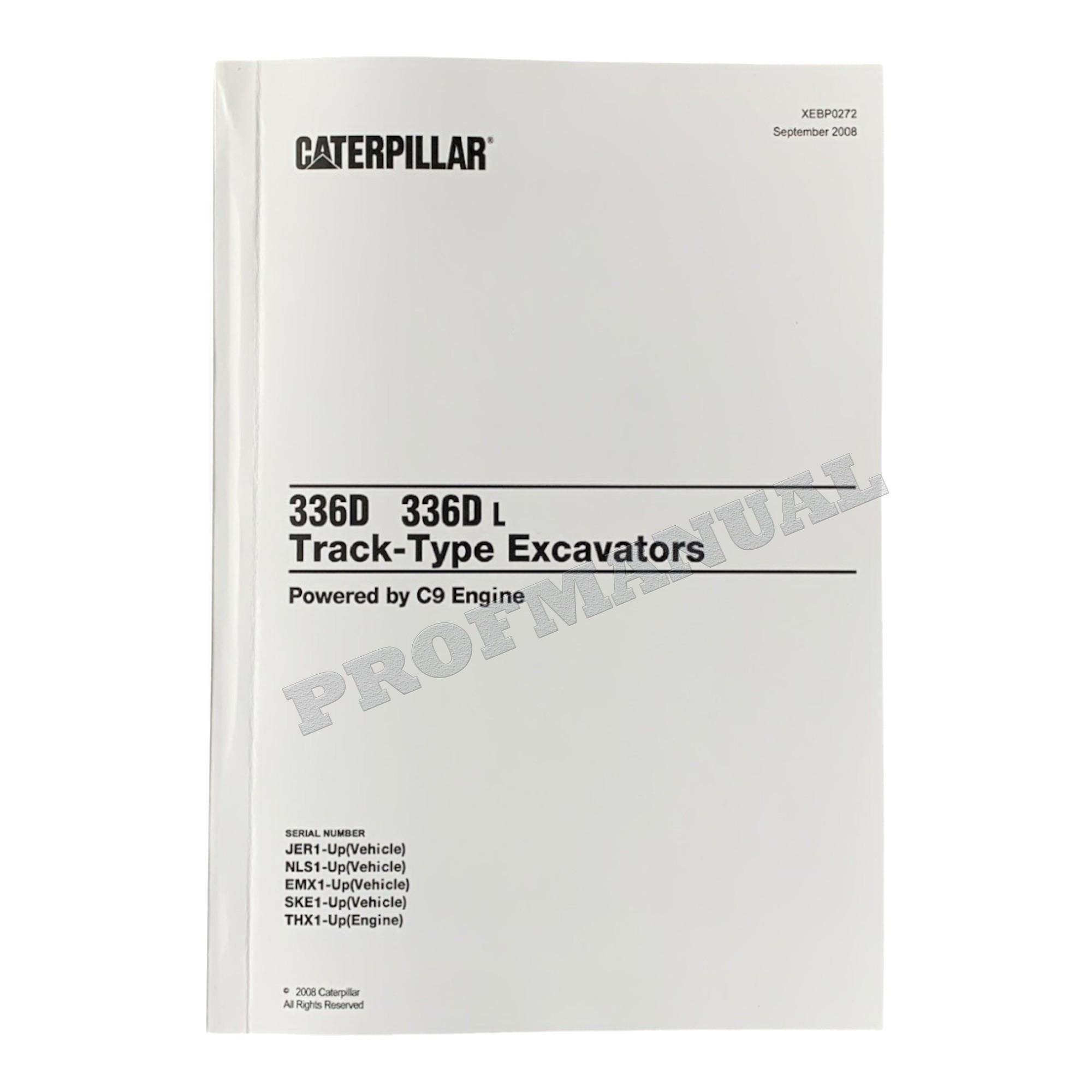 Caterpillar Cat 336D 336D L Track Type Excavator Parts Catalog Manual