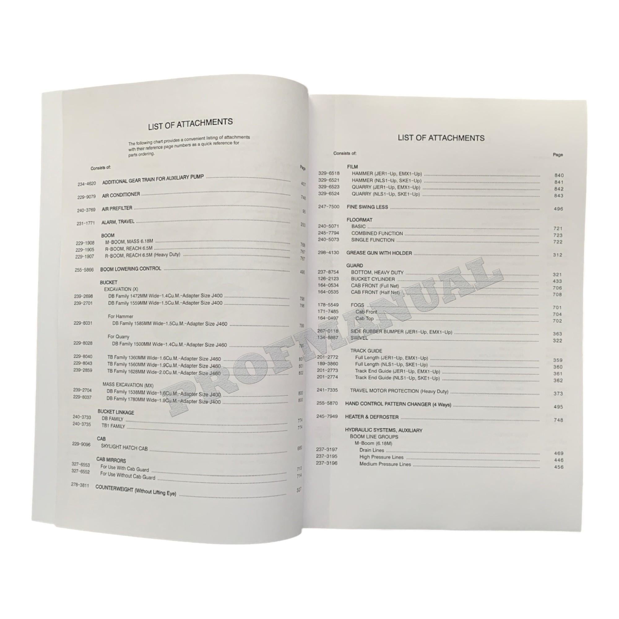 Caterpillar Cat 336D 336D L Track Type Excavator Parts Catalog Manual