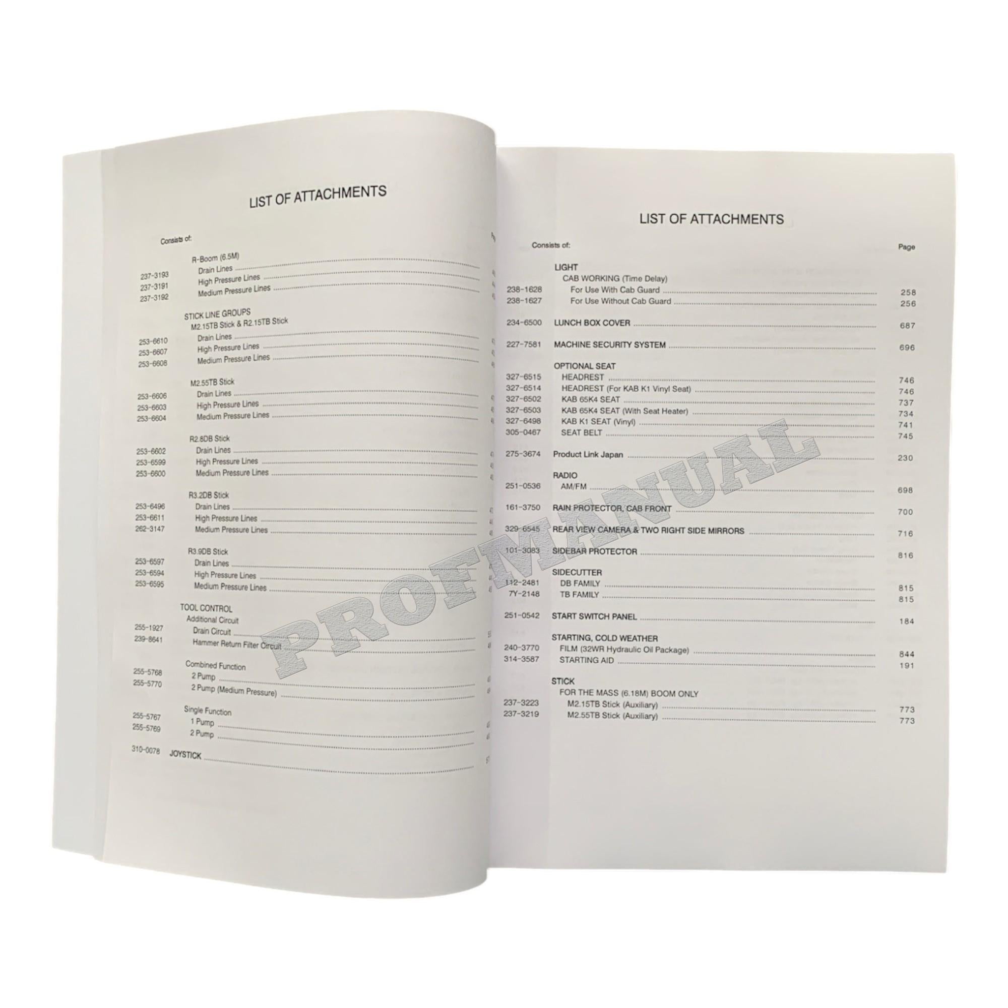 Caterpillar Cat 336D 336D L Track Type Excavator Parts Catalog Manual