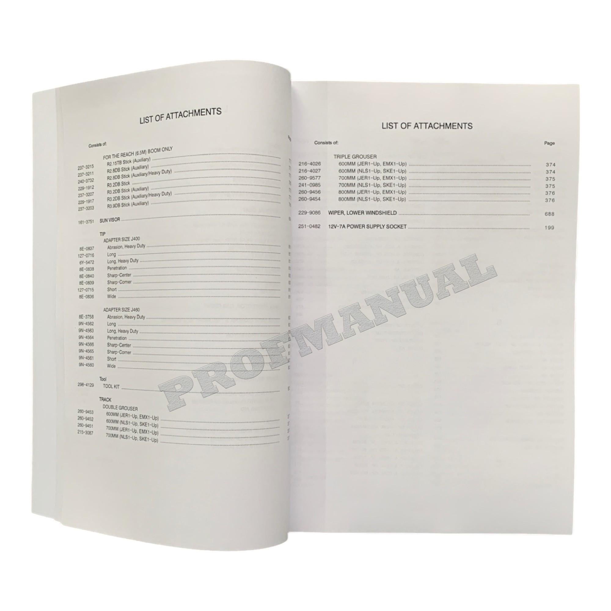 Caterpillar Cat 336D 336D L Track Type Excavator Parts Catalog Manual