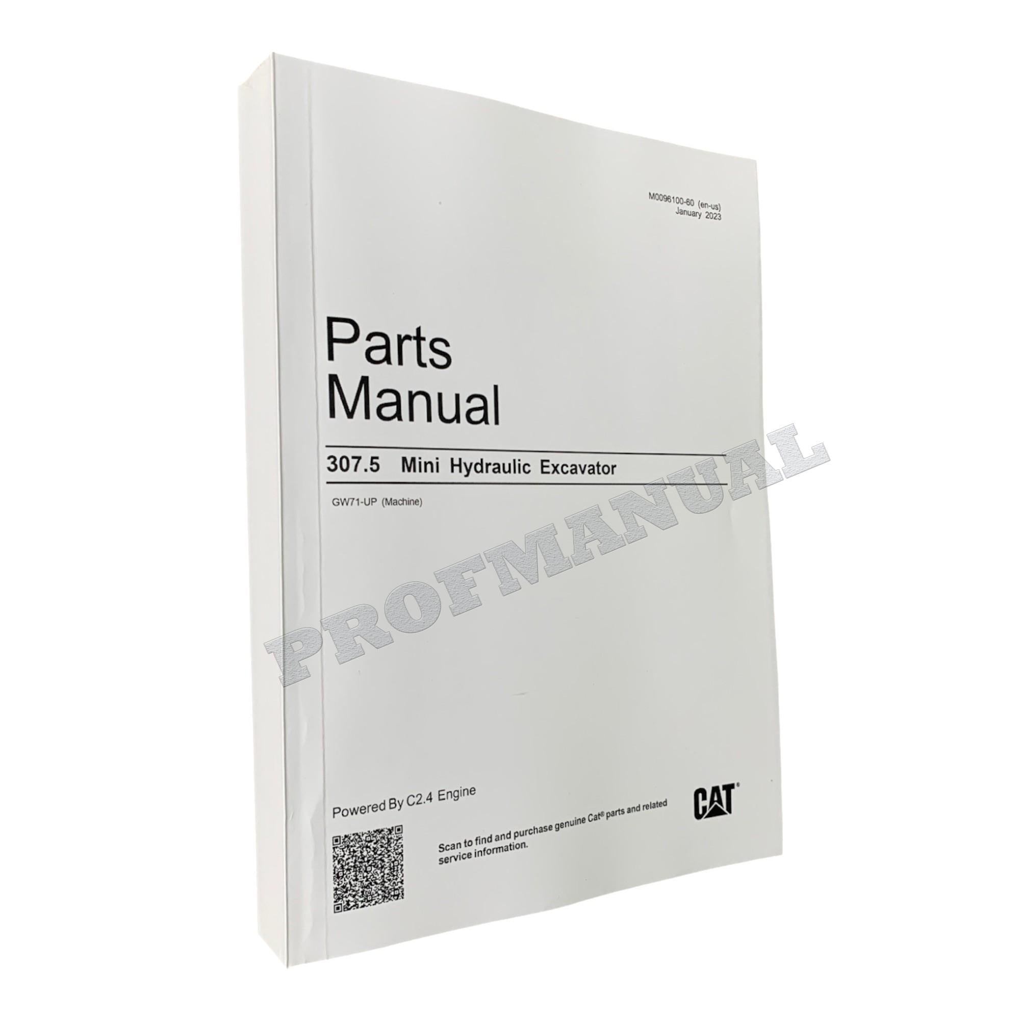 Caterpillar Cat 307.5 Mini Hydraulic Excavator Parts Catalog Manual