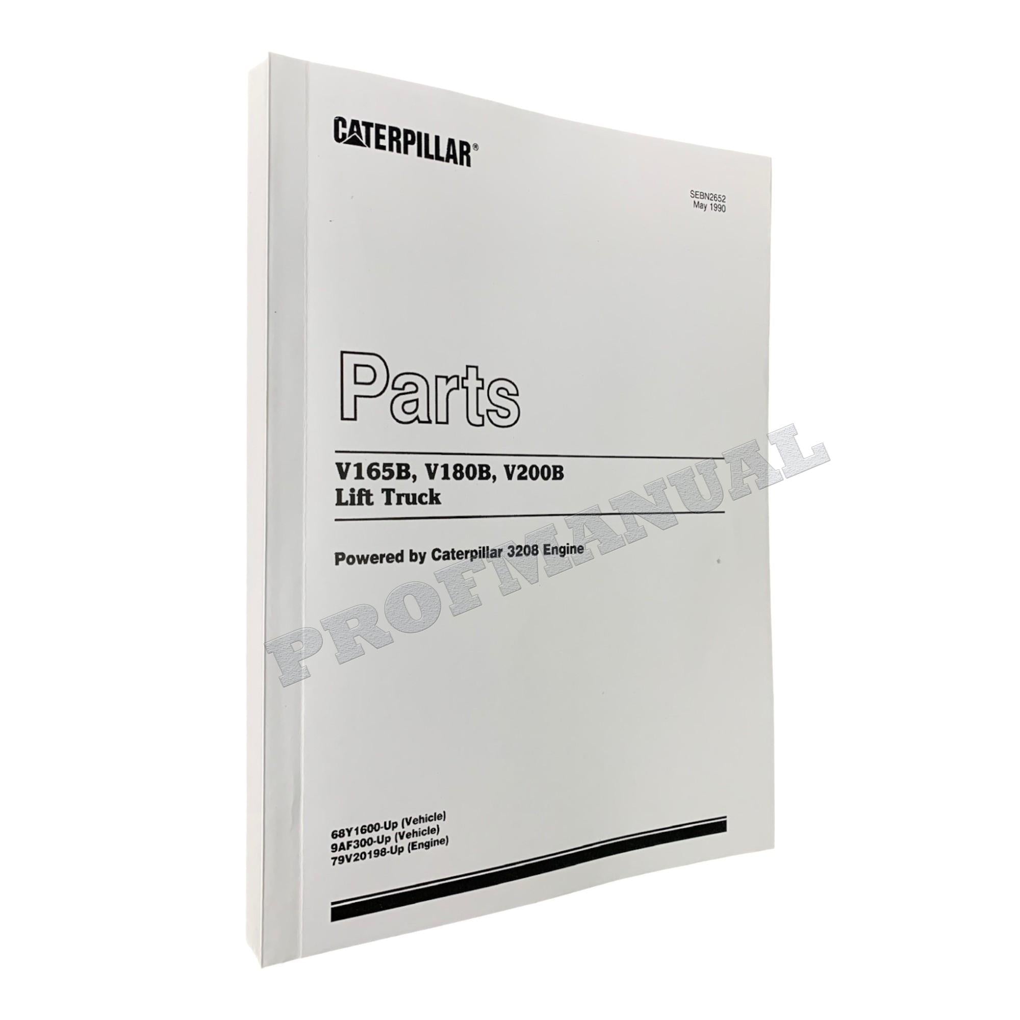 Manual del catálogo de piezas del tractor todoterreno Caterpillar Cat V200B Lift Truck