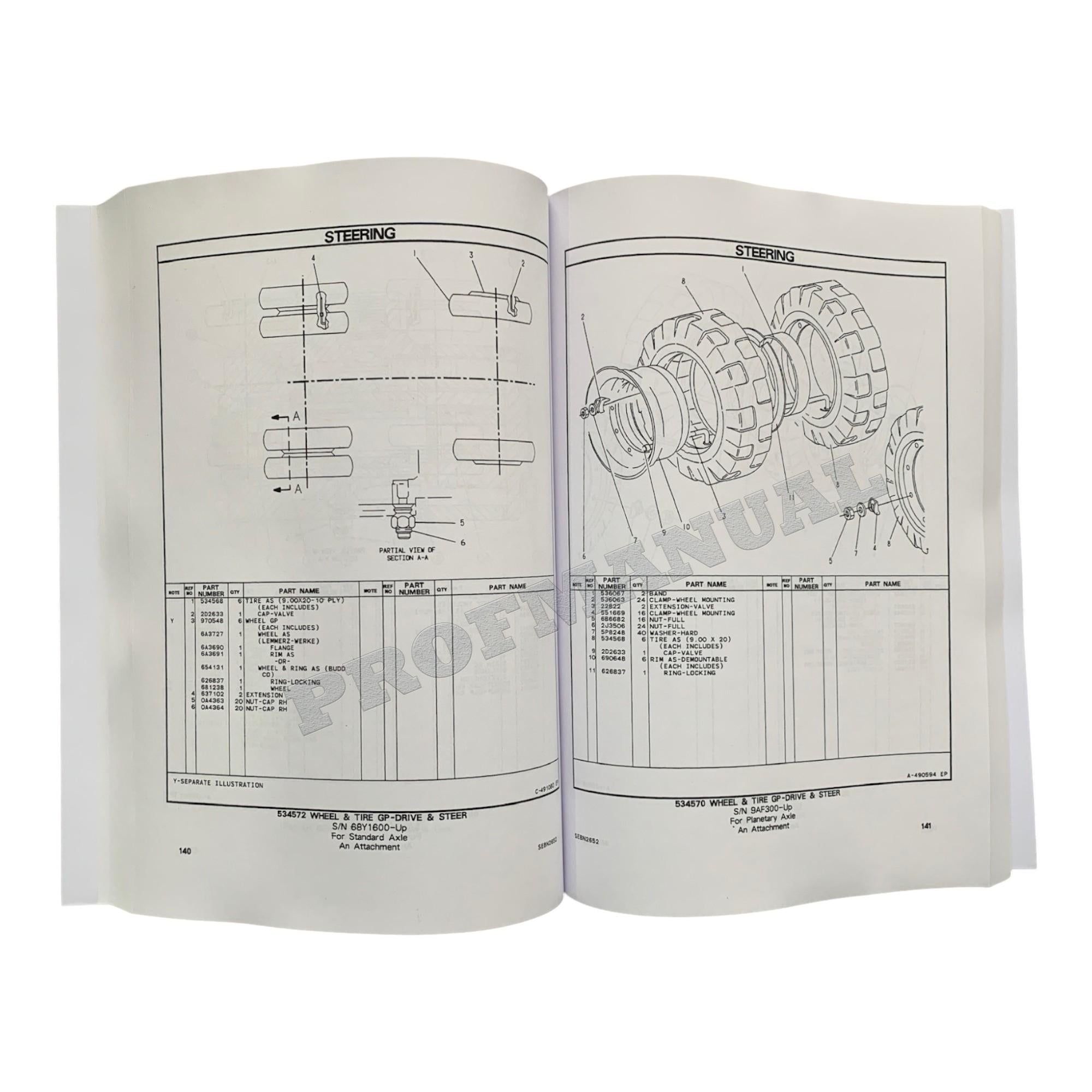 Manual del catálogo de piezas del tractor todoterreno Caterpillar Cat V200B Lift Truck