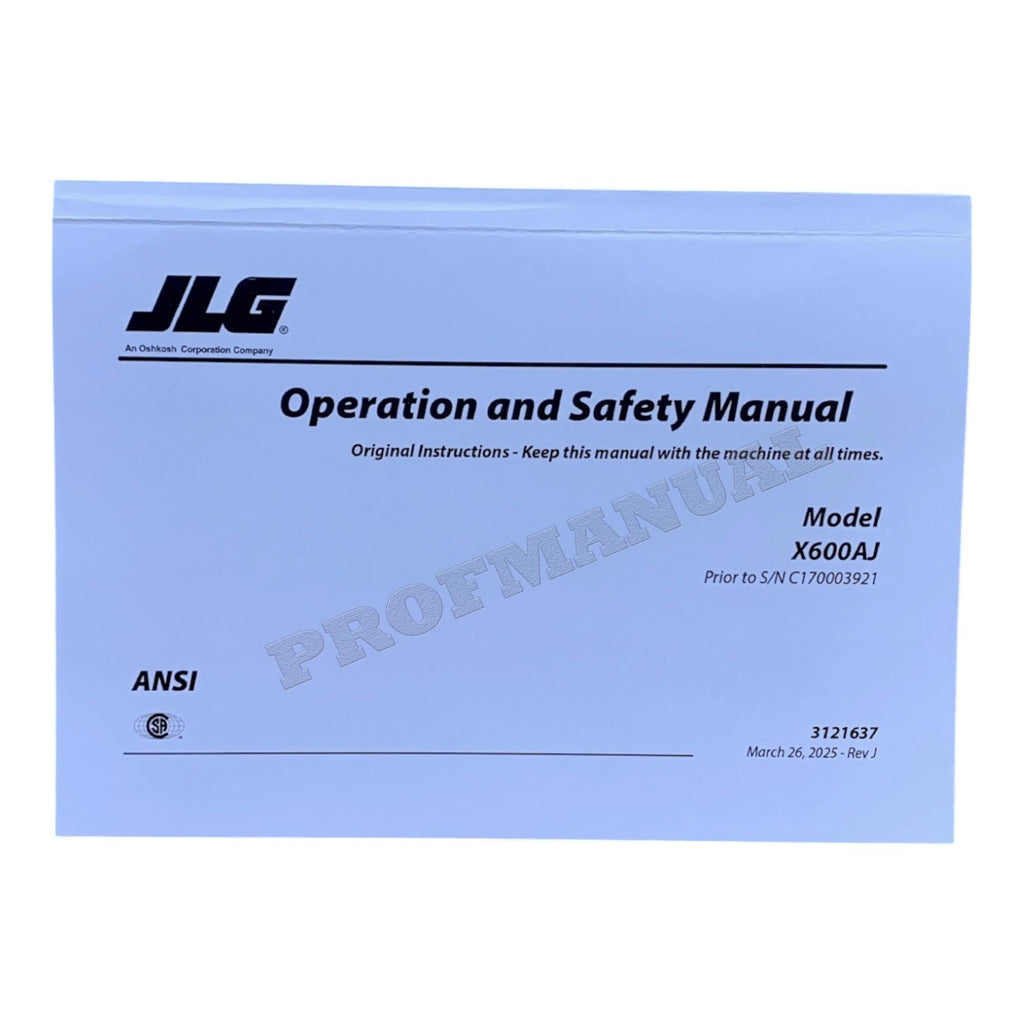 JLG X600AJ Compact Crawler Boom Maintenance Operation Operators Manual