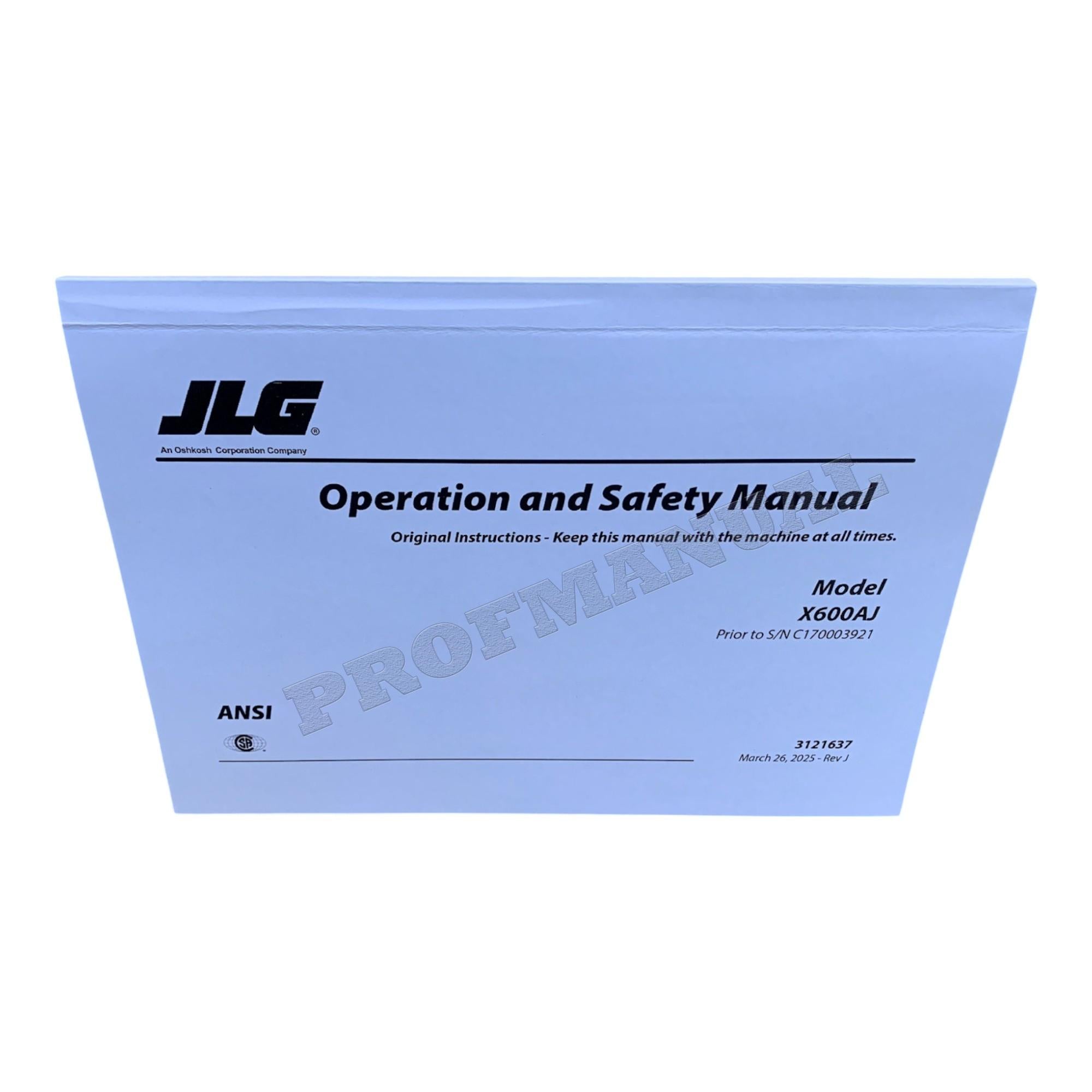 JLG X600AJ Compact Crawler Boom Maintenance Operation Operators Manual