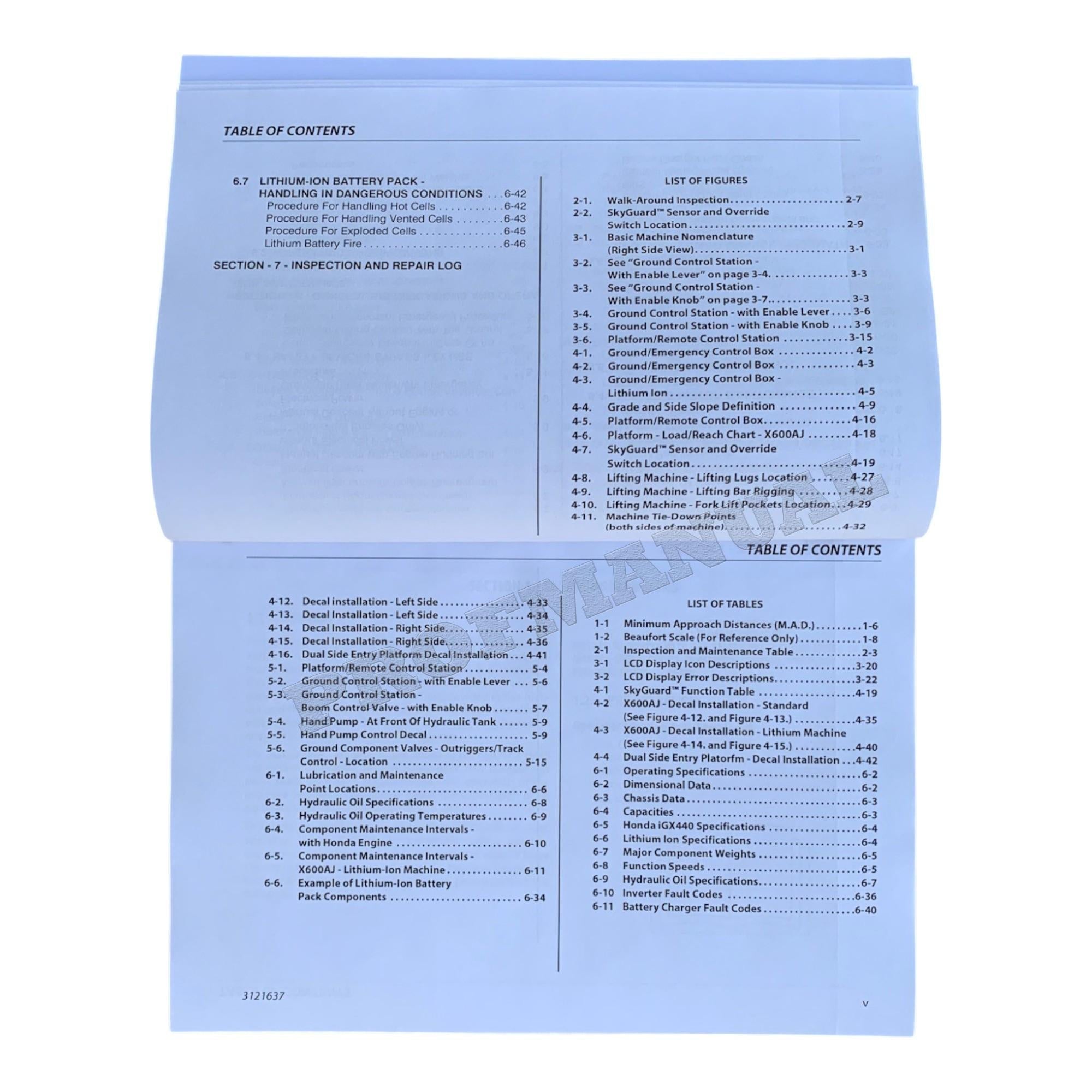JLG X600AJ Compact Crawler Boom Maintenance Operation Operators Manual