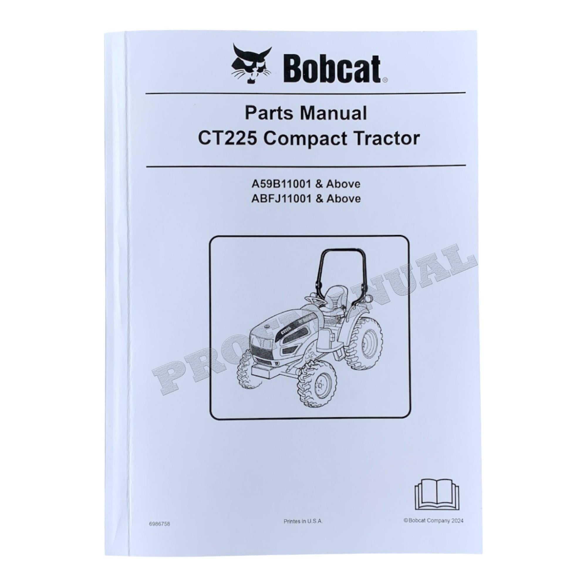 Bobcat CT225 Compact Tractor Parts Catalog Manual