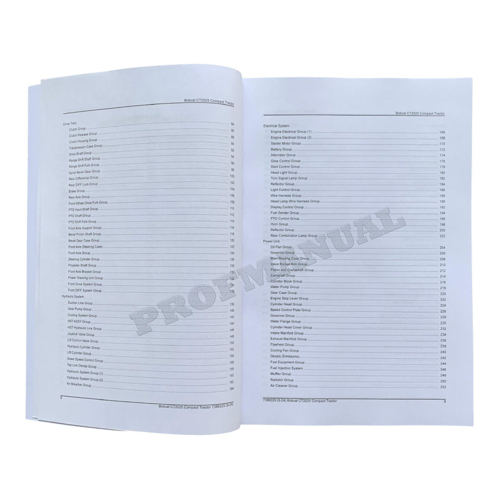 Manual del catálogo de piezas del tractor compacto Bobcat CT2025 B4VH11001-