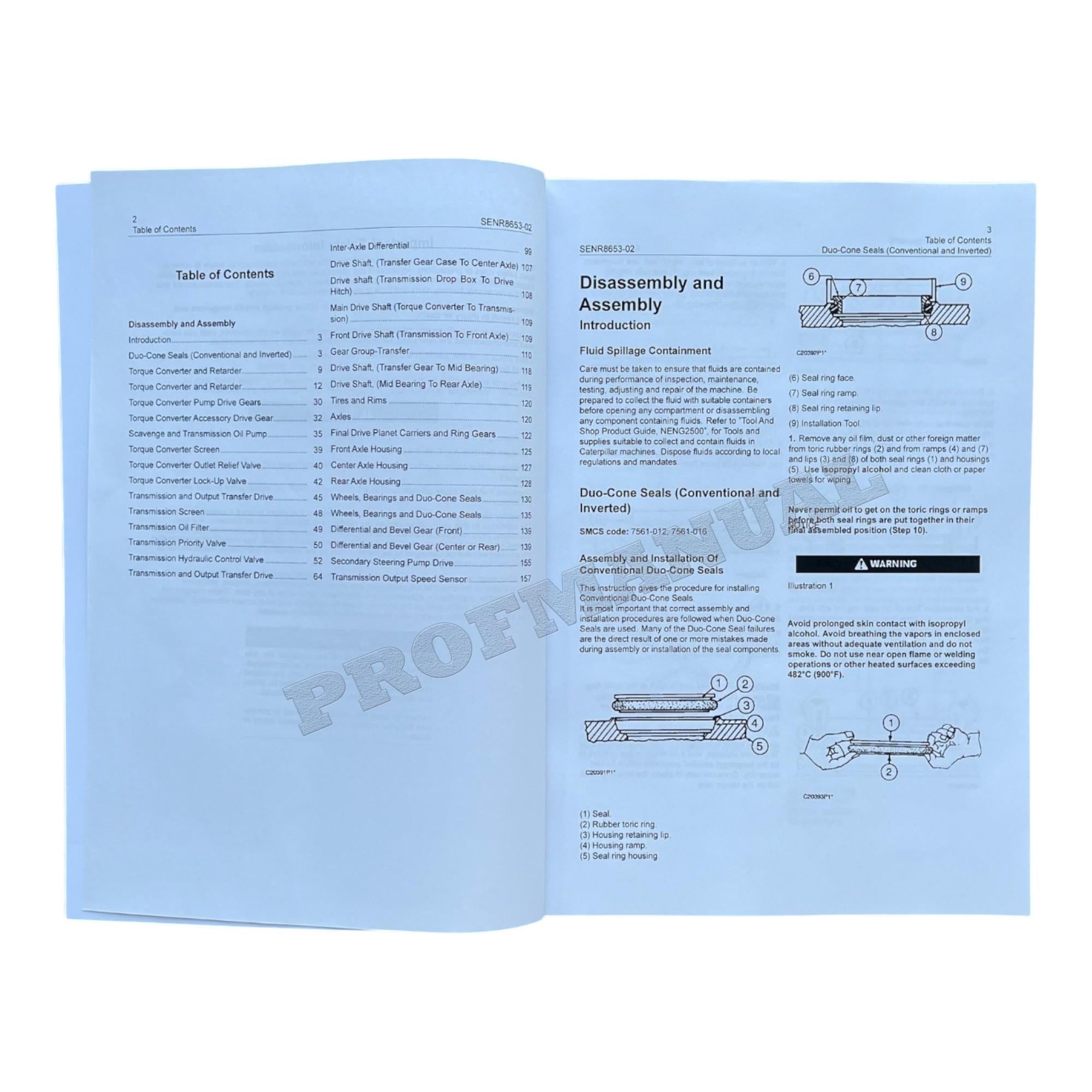 Caterpillar D250E D300E DUMP TRUCK POWER TRAIN Disassembly Assem Service Manual