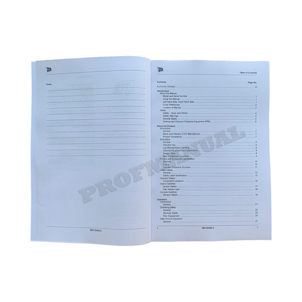 JCB 325T 330 3TS-8T 3TS-8W Skid Steer Loader Operators Manual 9831_2300