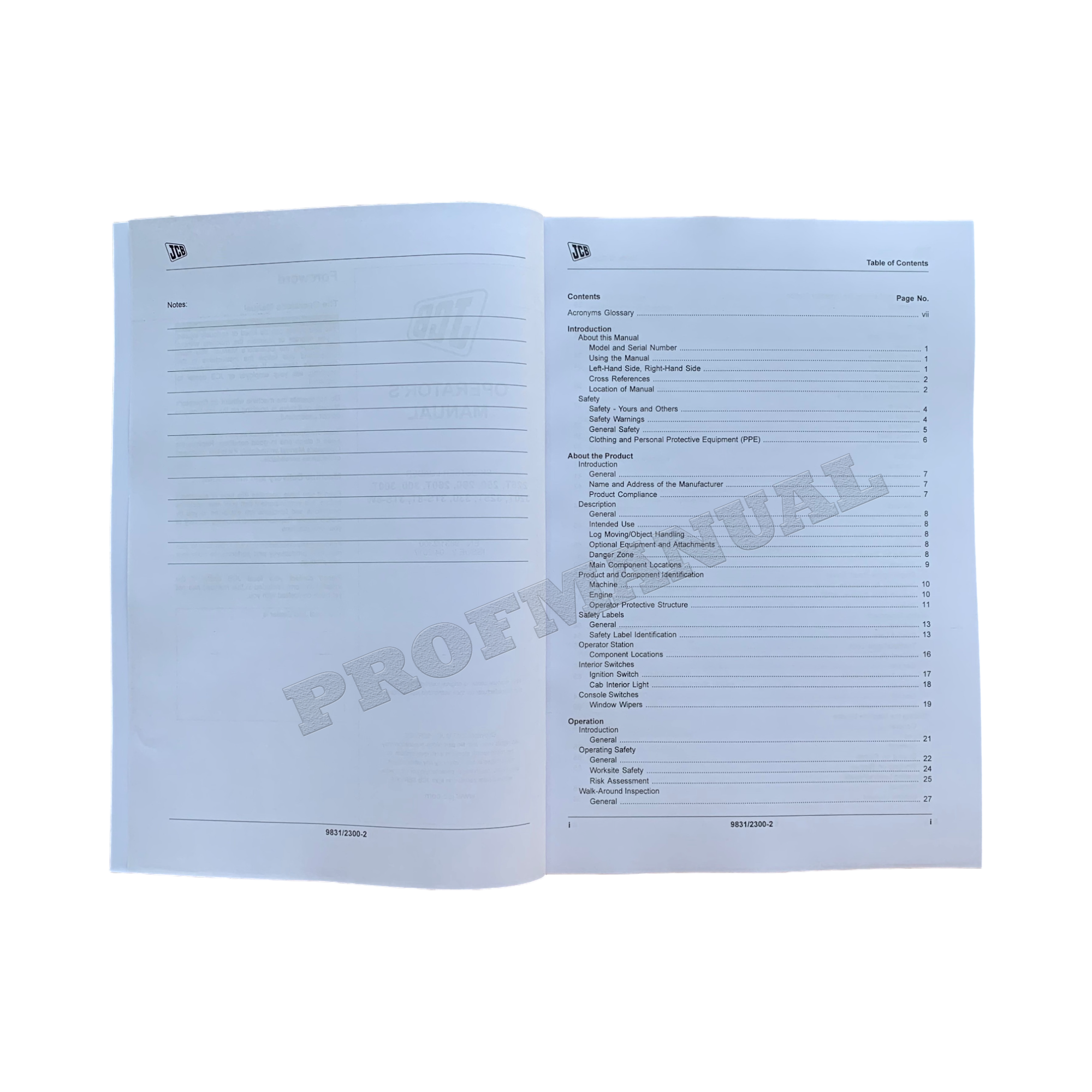 JCB 325T 330 3TS-8T 3TS-8W Skid Steer Loader Operators Manual 9831_2300