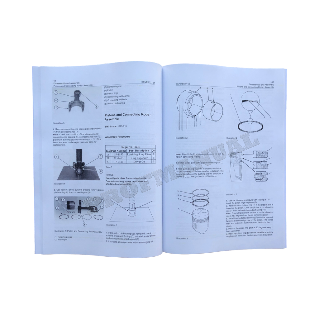Manual de servicio de la máquina ensamblada con motor Caterpillar 3003 3013 3014 3024 Desmontaje