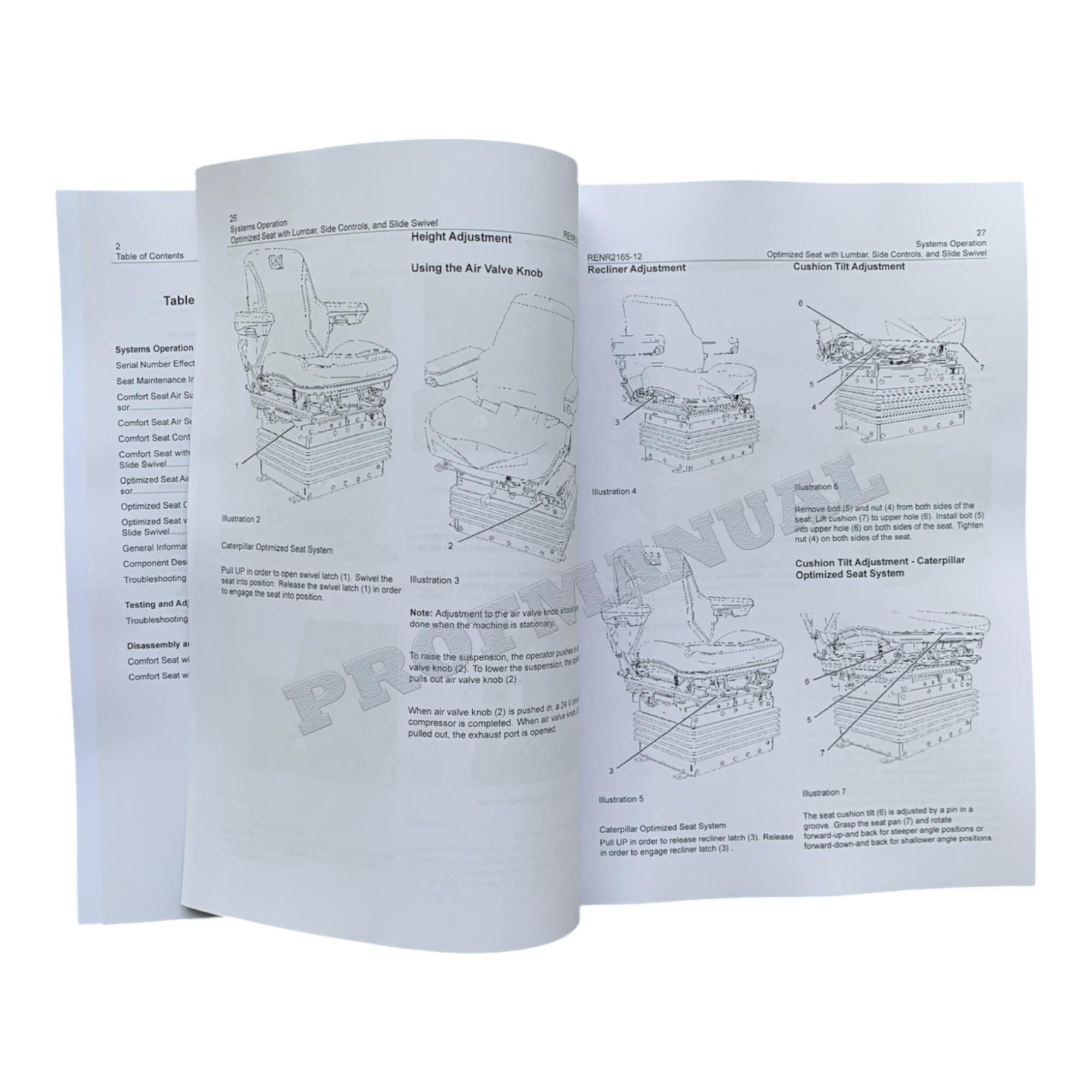 Caterpillar Cat Comfort Series Seat Machine Disassembly Assembly Manual