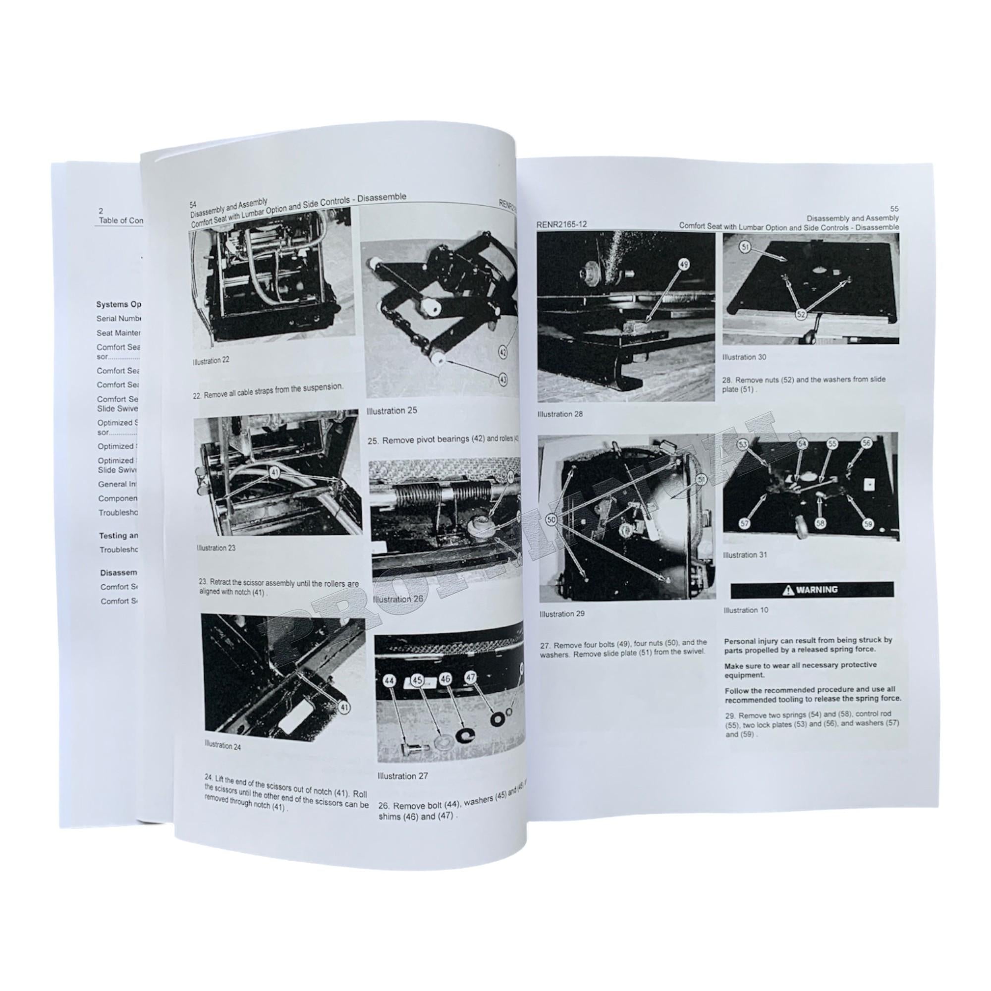 Caterpillar Cat Comfort Series Seat Machine Disassembly Assembly Manual