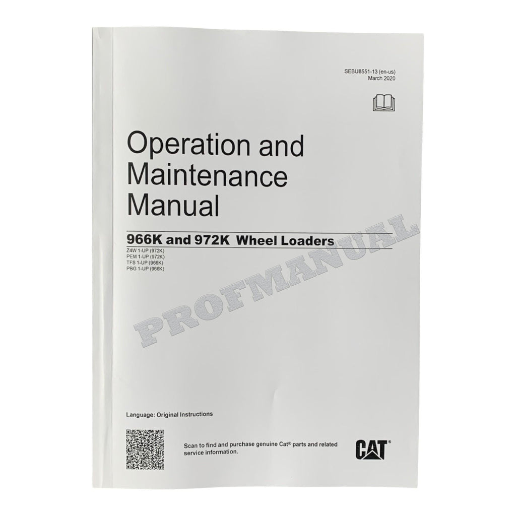 Caterpillar 966K 972K Wheel loader Operators Maintenance Manual