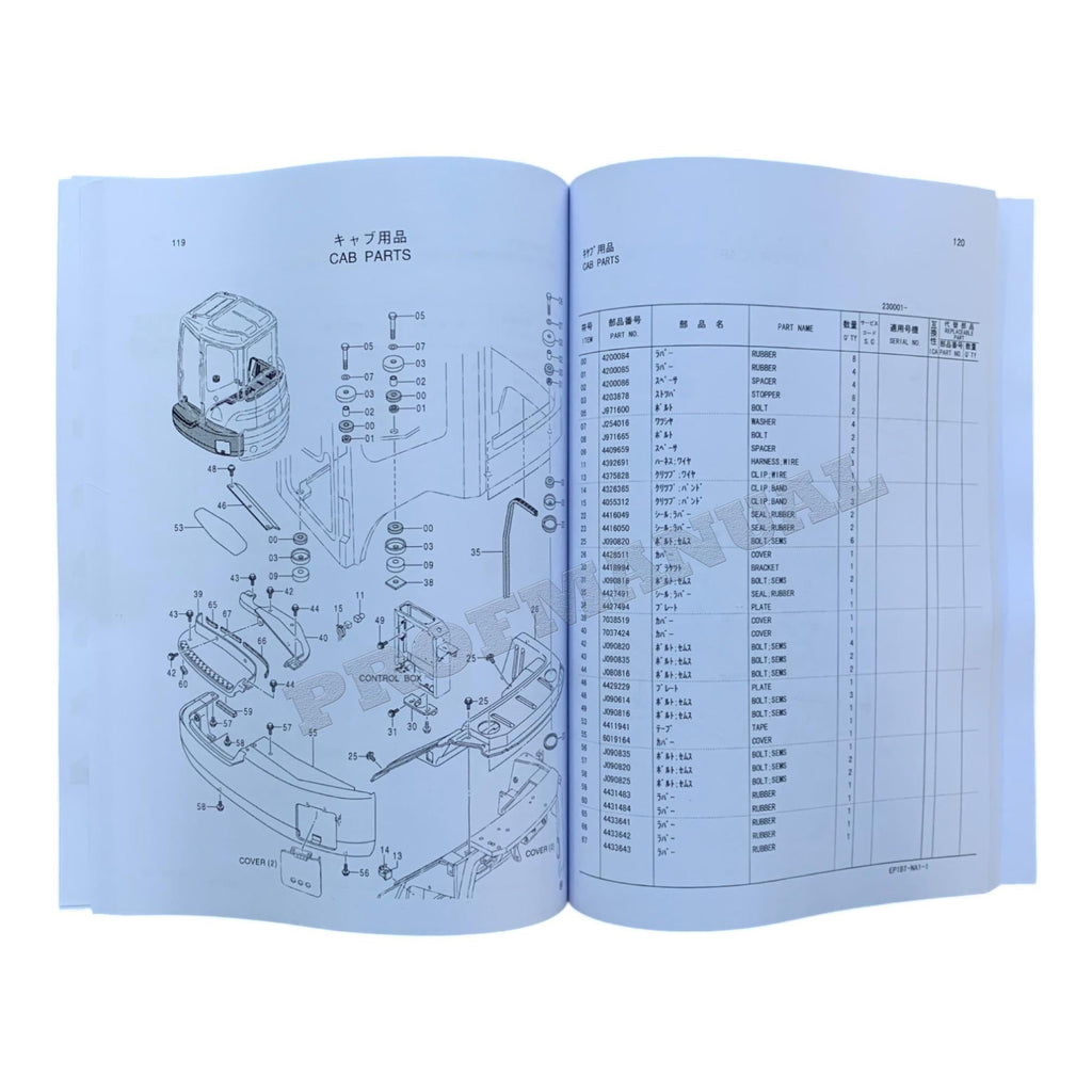 Manual del catálogo de piezas de la excavadora Hitachi EX35U número de serie 230001-