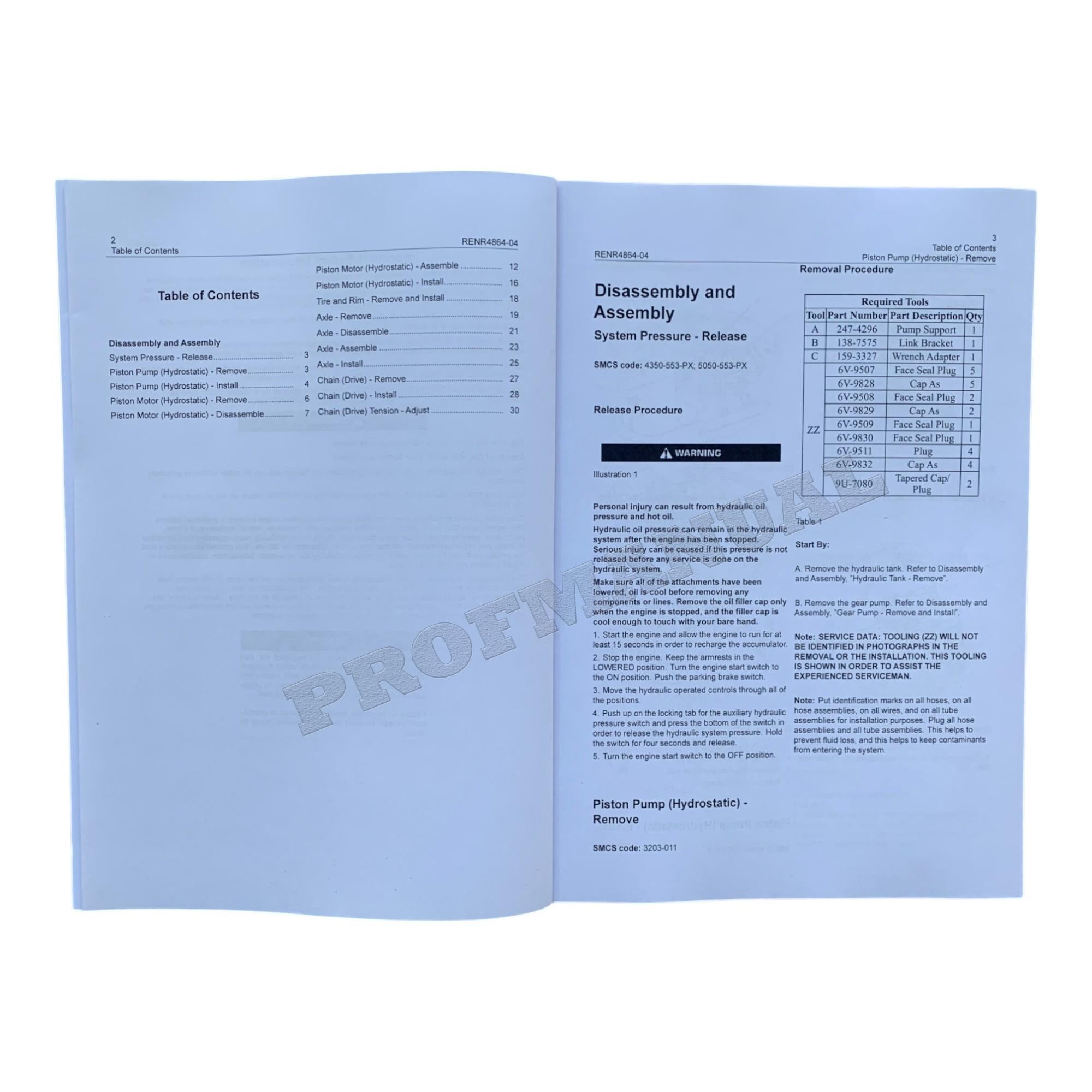 Caterpillar 236B 236B2 246B Loader Power Train Service Manual Disassem Assem