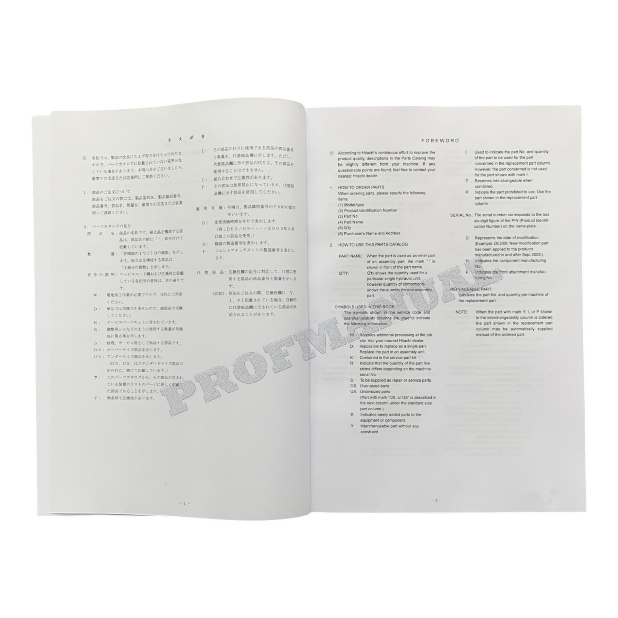 Manual del catálogo de piezas de la excavadora HITACHI ZX18-3