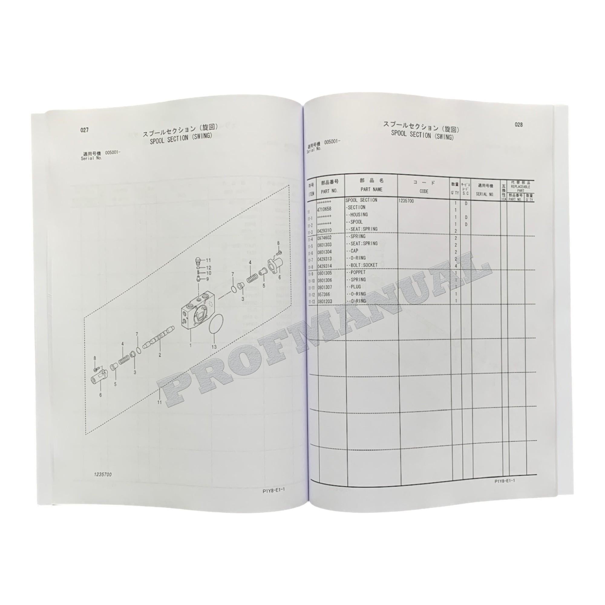 Manual del catálogo de piezas de la excavadora HITACHI ZX18-3