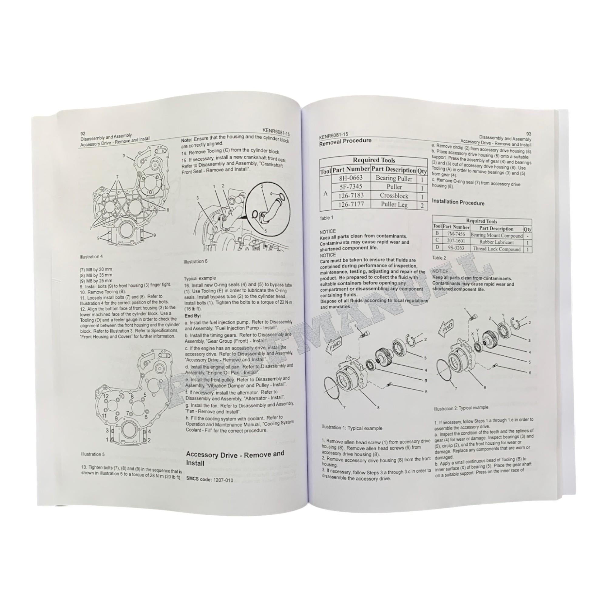 Caterpillar CAT C6.6 ENGINE Built Machine Manual Disassembly Assembly KENR6081
