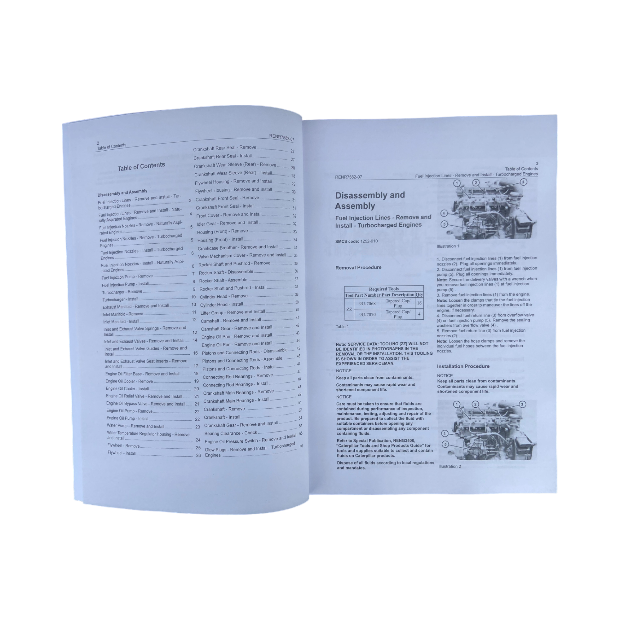 Manual de servicio del motor Caterpillar 3044C Desmontaje y montaje RENR7582