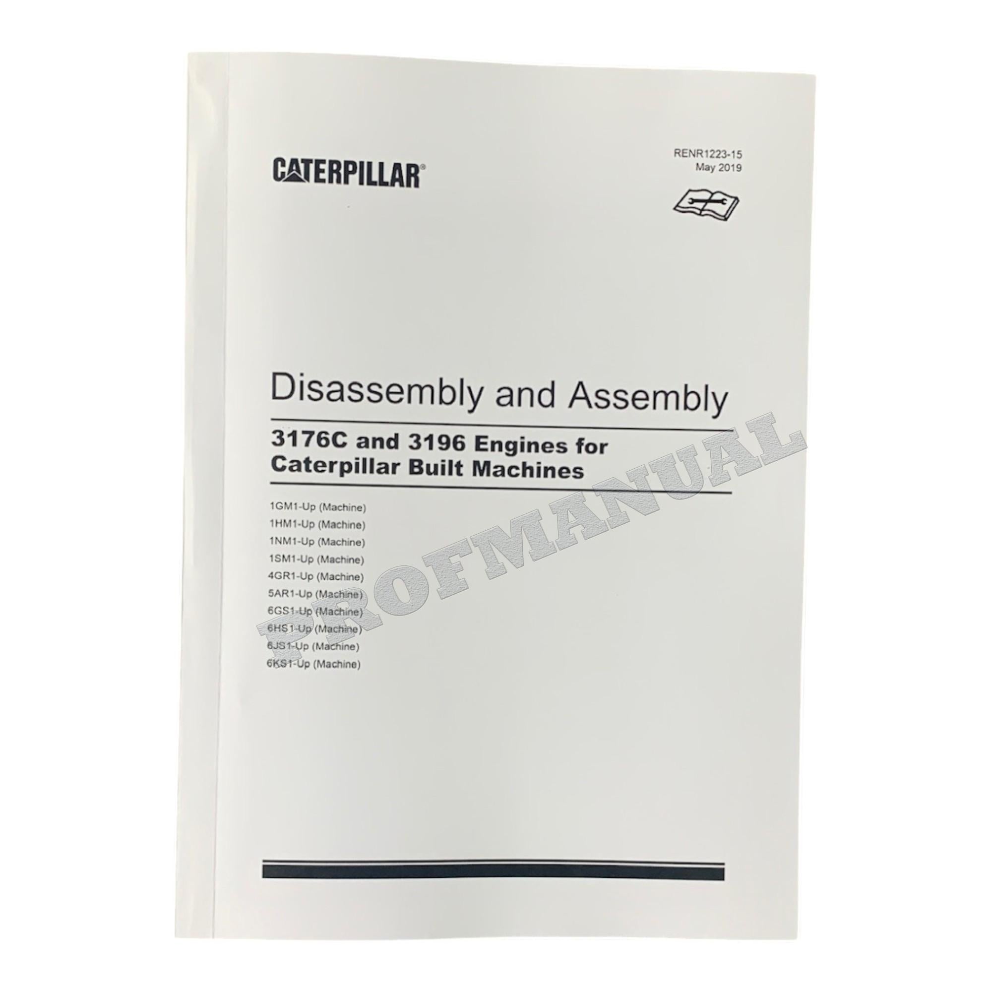 Caterpillar Cat 3176C 3196 Engine Built Machine Disassembly Assembly Manual