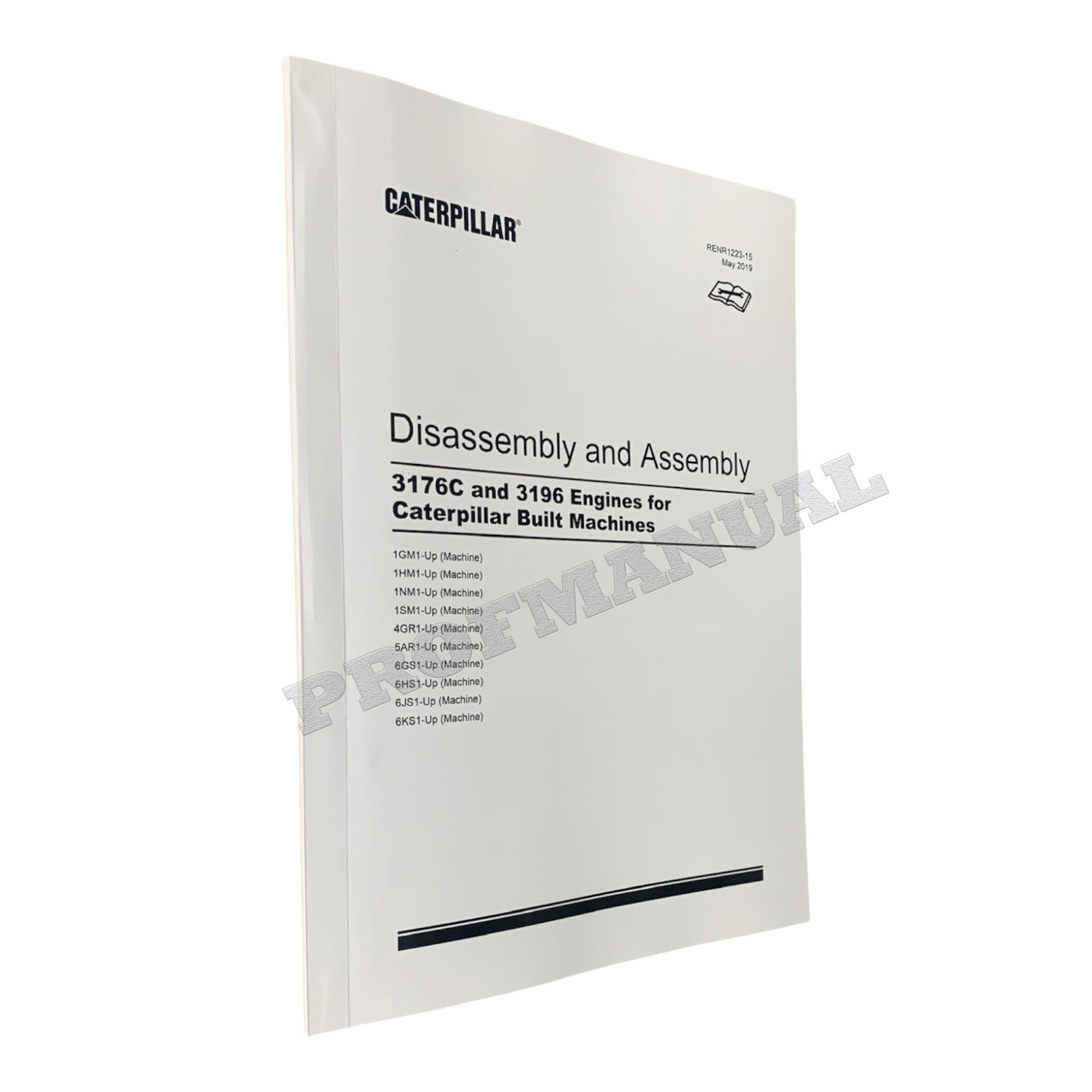 Caterpillar Cat 3176C 3196 Engine Built Machine Disassembly Assembly Manual