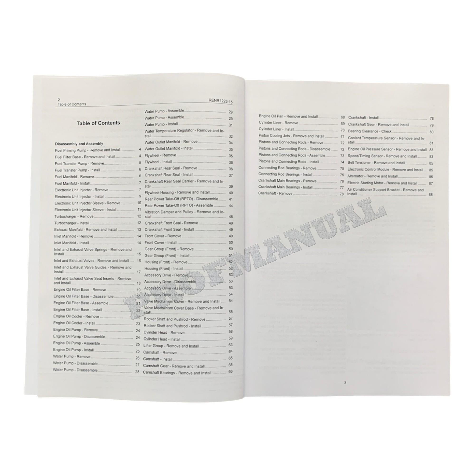 Caterpillar Cat 3176C 3196 Engine Built Machine Disassembly Assembly Manual