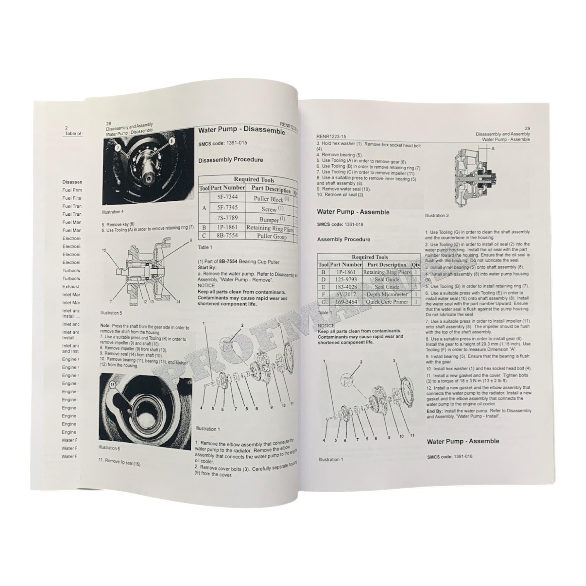 Caterpillar Cat 3176C 3196 Engine Built Machine Disassembly Assembly Manual