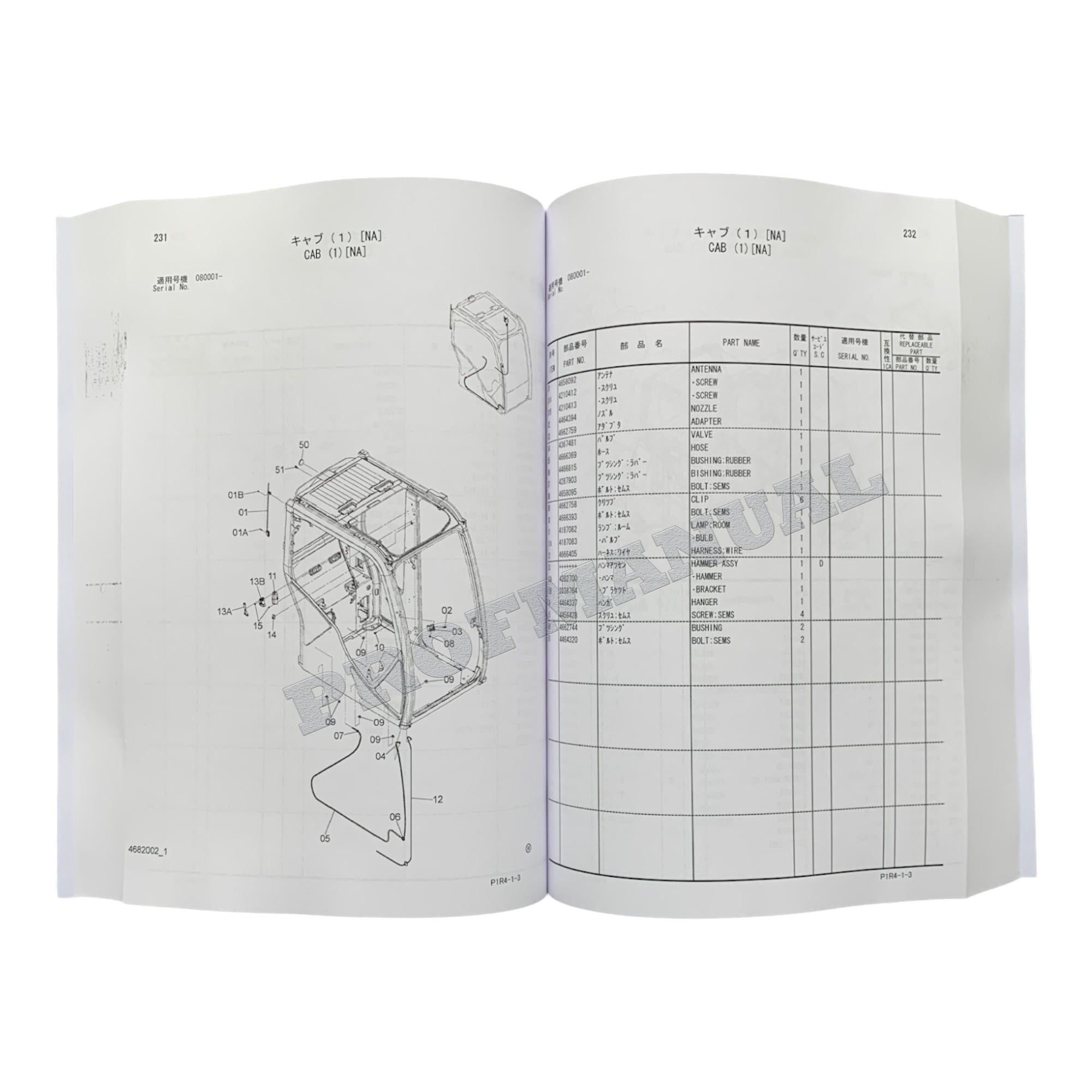 HITACHI ZAXIS ZX135US-3 ZX135USK-3 ZX135USOS-3 Excavator Parts Catalog Manual