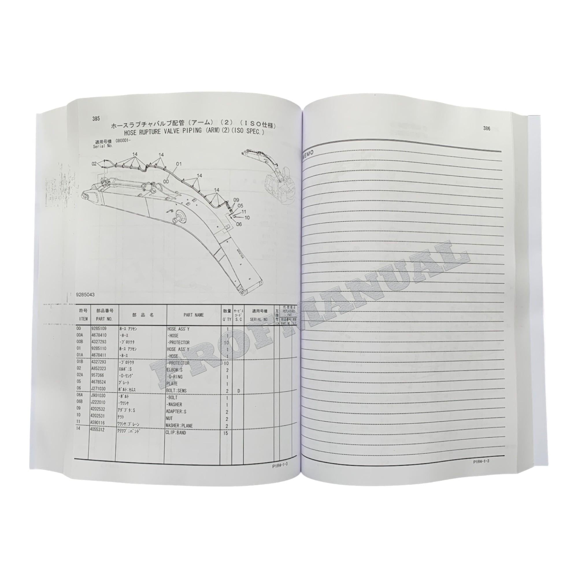 HITACHI ZAXIS ZX135US-3 ZX135USK-3 ZX135USOS-3 Excavator Parts Catalog Manual