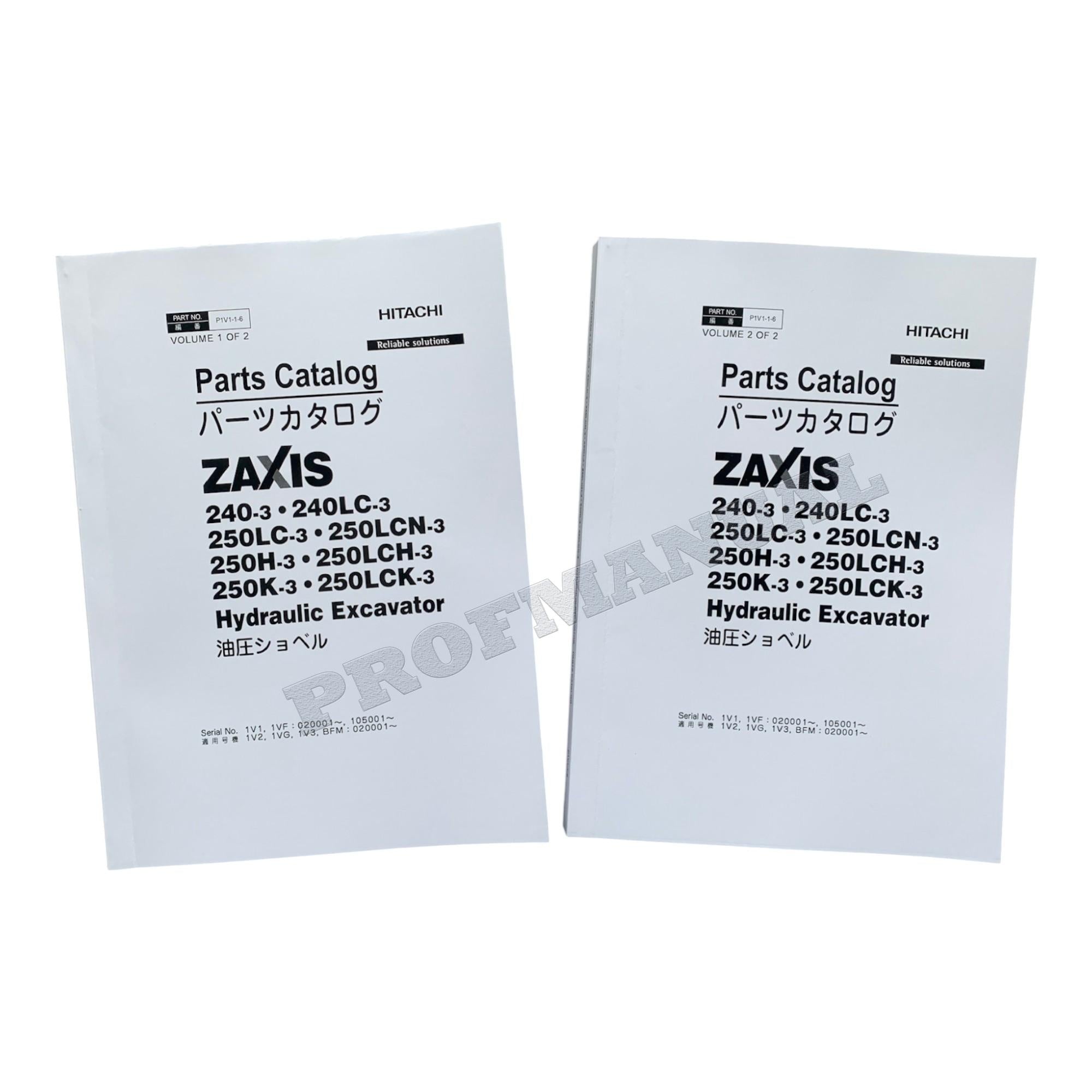 Manual del catálogo de piezas de excavadora HITACHI ZX250H-3 ZX250LCH-3 ZX250K-3 ZX250LCK-3