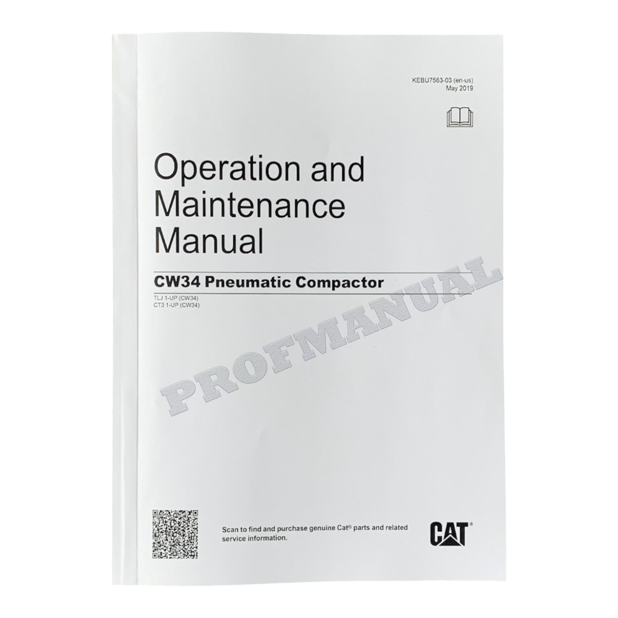 Caterpillar CW34 Pneumatic Compactor Operators Maintenance Manual TLJ1 CT31