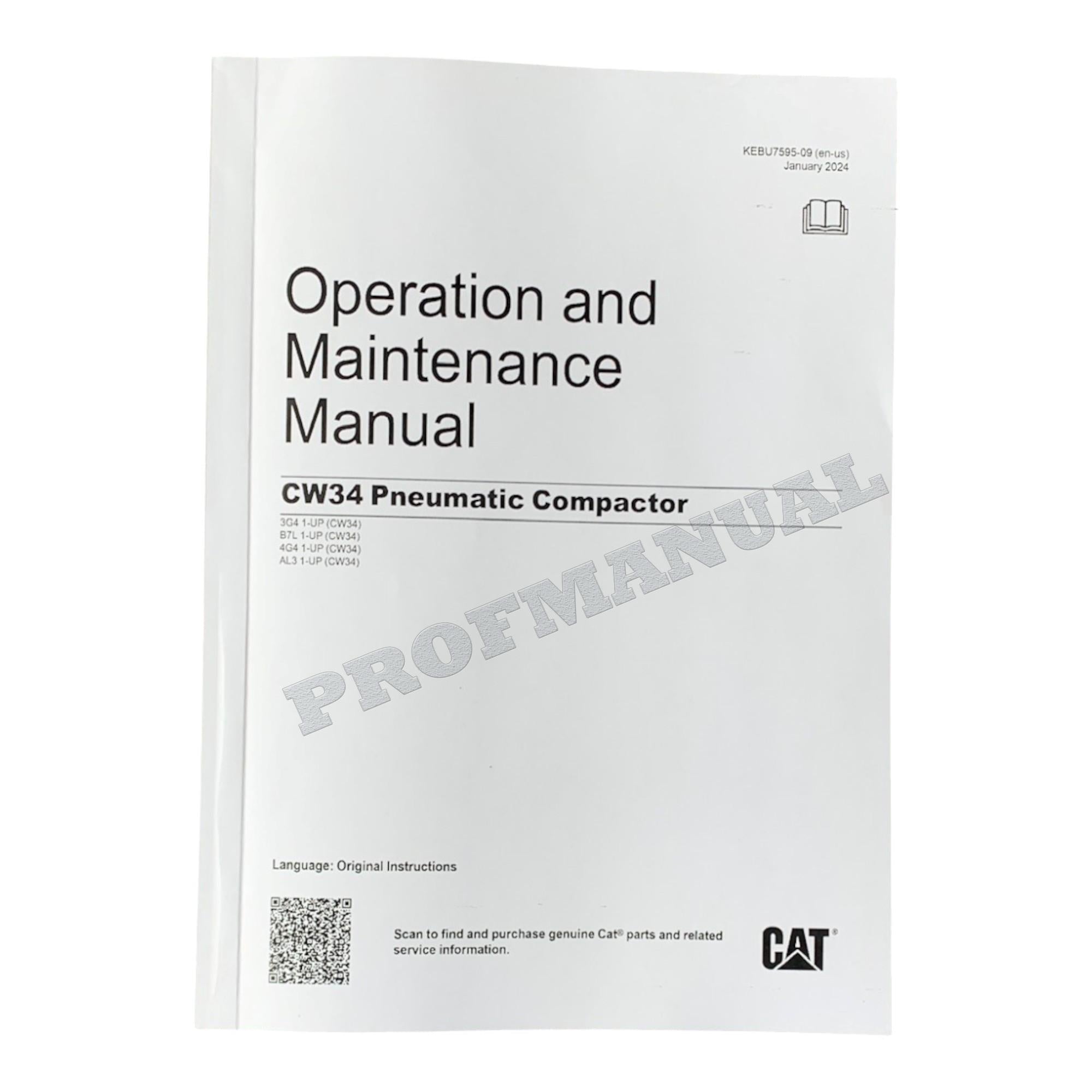 Caterpillar CW34 Pneumatic Compactor Operators Maintenance Manual KEBU7595