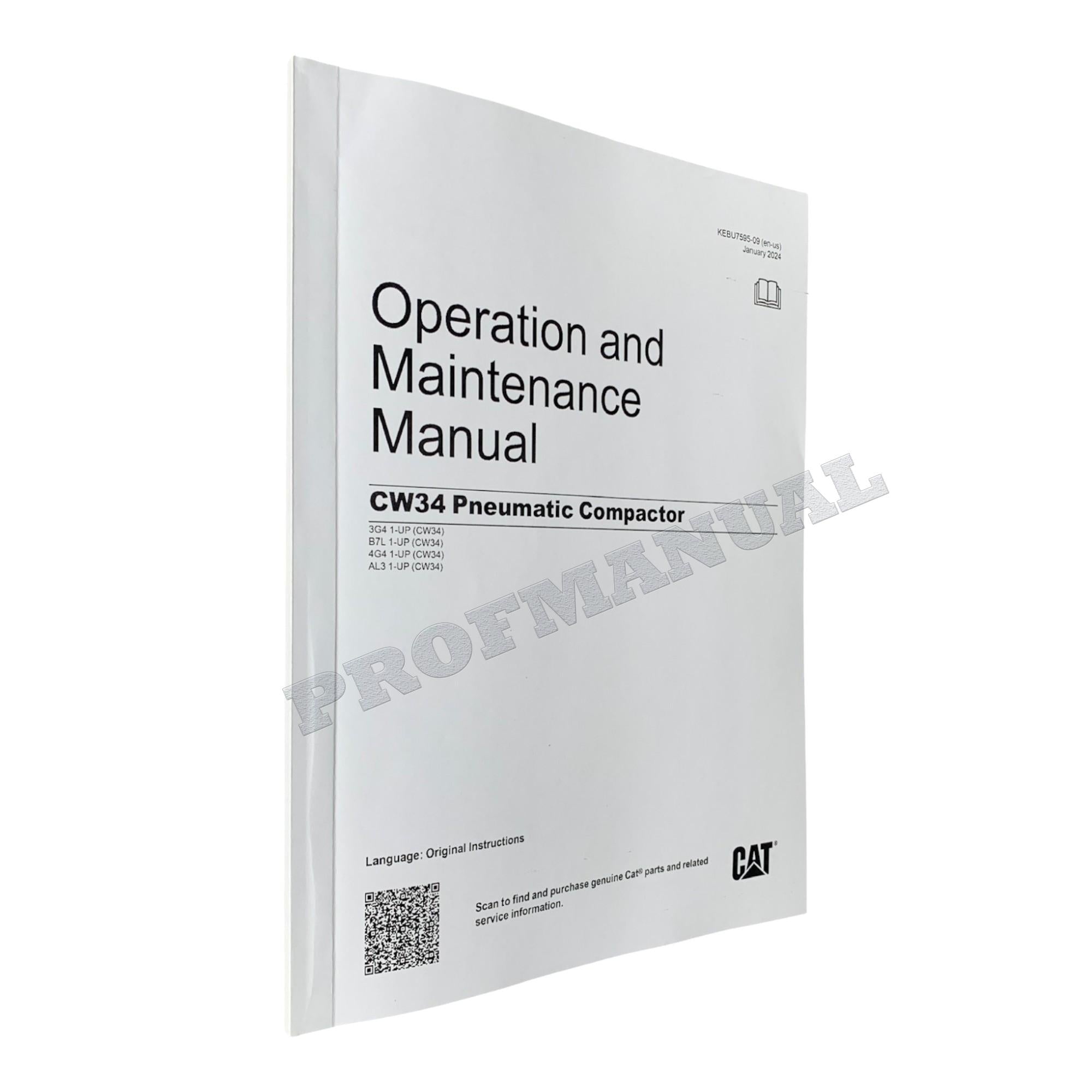 Caterpillar CW34 Pneumatic Compactor Operators Maintenance Manual KEBU7595