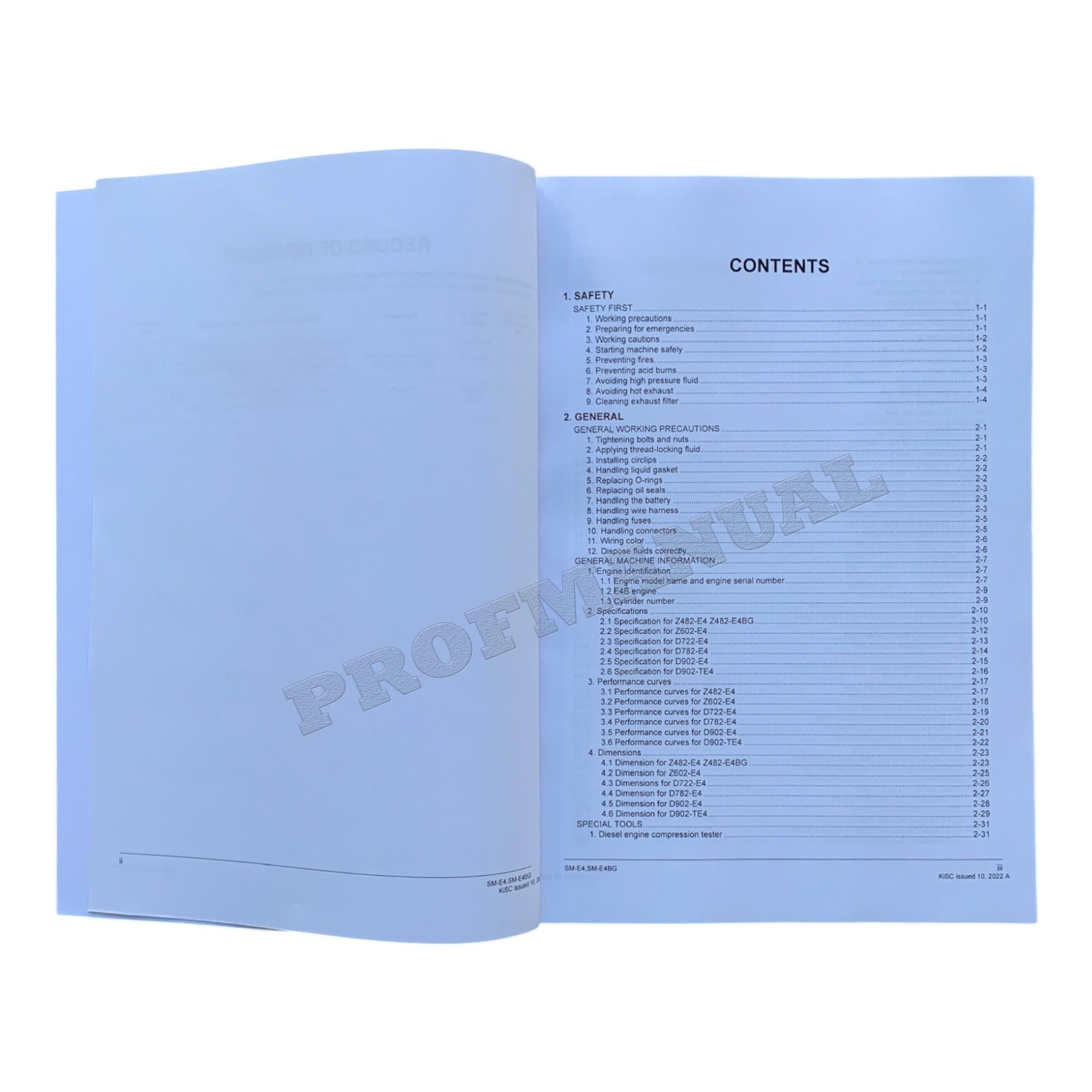 Hyundai KUBOTA D902-E4 SM-E4 SM-E4BG Workshop ENGINE Repair Service Manual