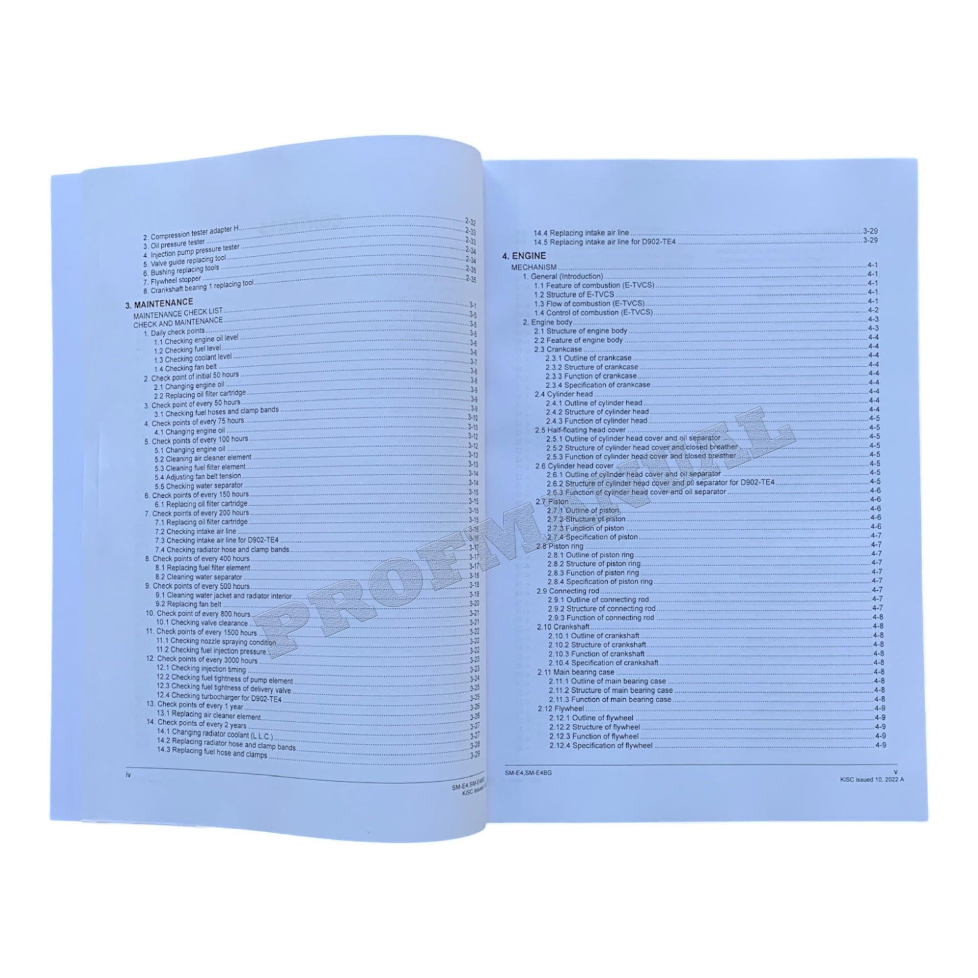 Hyundai KUBOTA D902-E4 SM-E4 SM-E4BG Workshop ENGINE Repair Service Manual