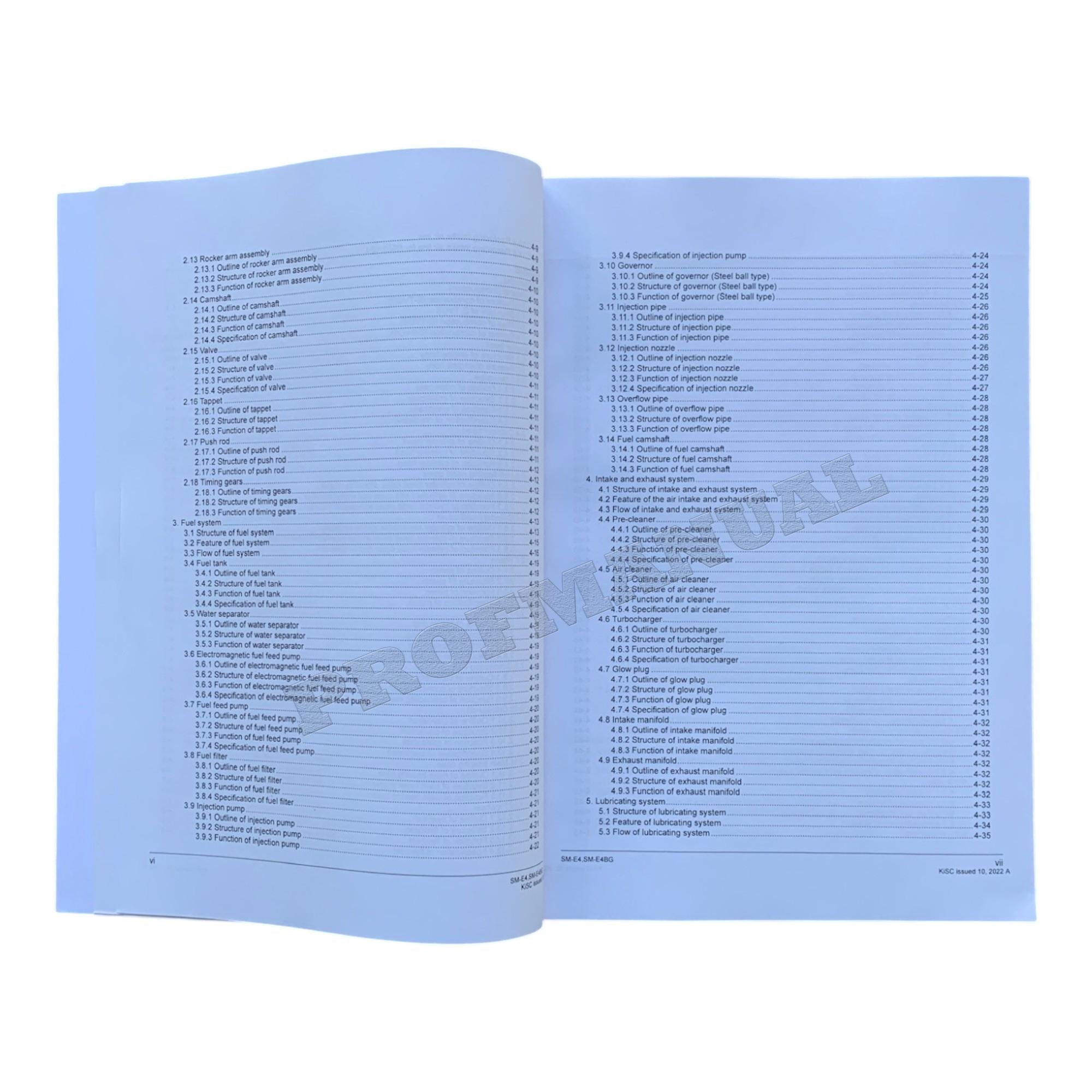 Hyundai KUBOTA D902-E4 SM-E4 SM-E4BG Workshop ENGINE Repair Service Manual