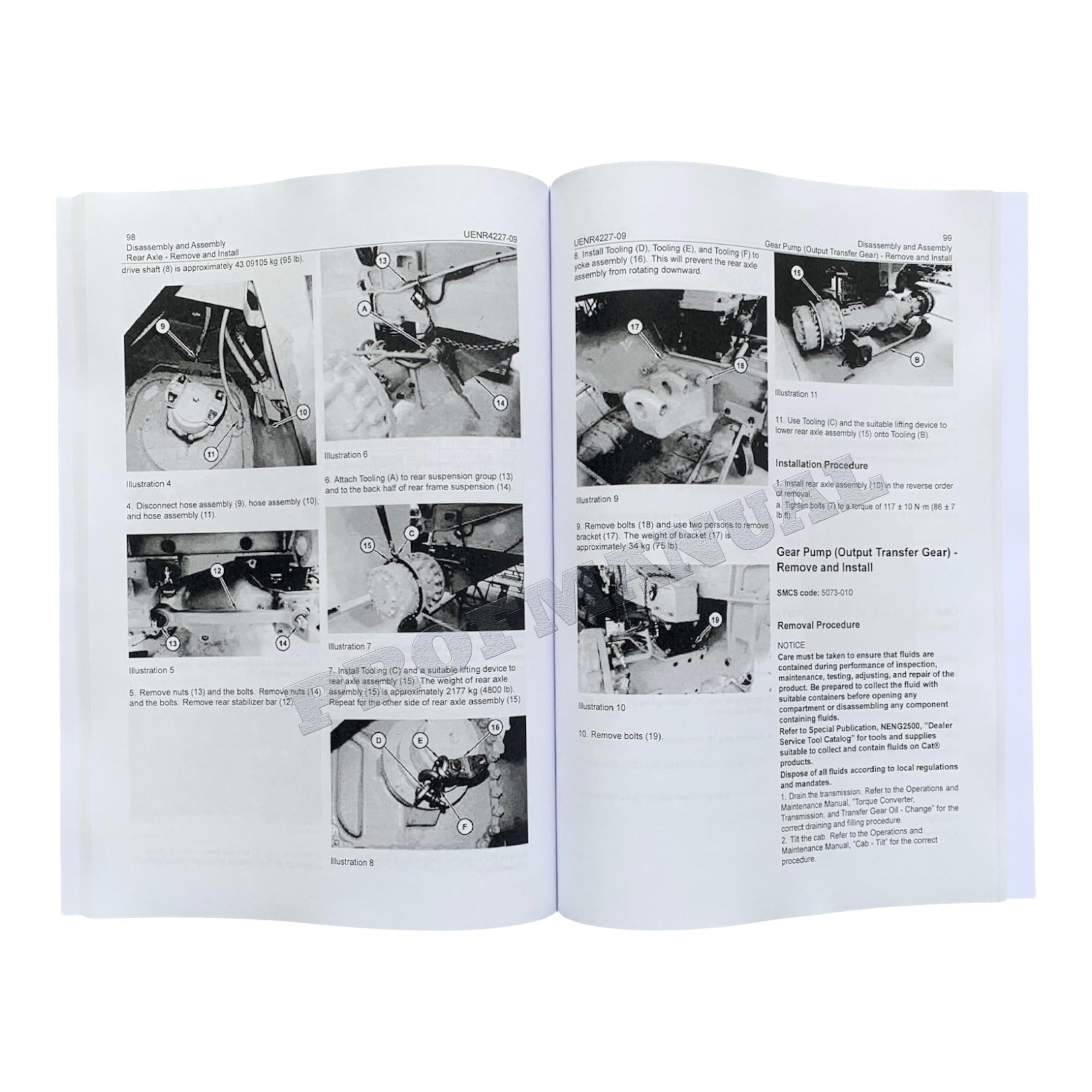 Manual de servicio del conjunto de desmontaje del tren de potencia del camión Caterpillar 735C 740C EJECTOR 745C