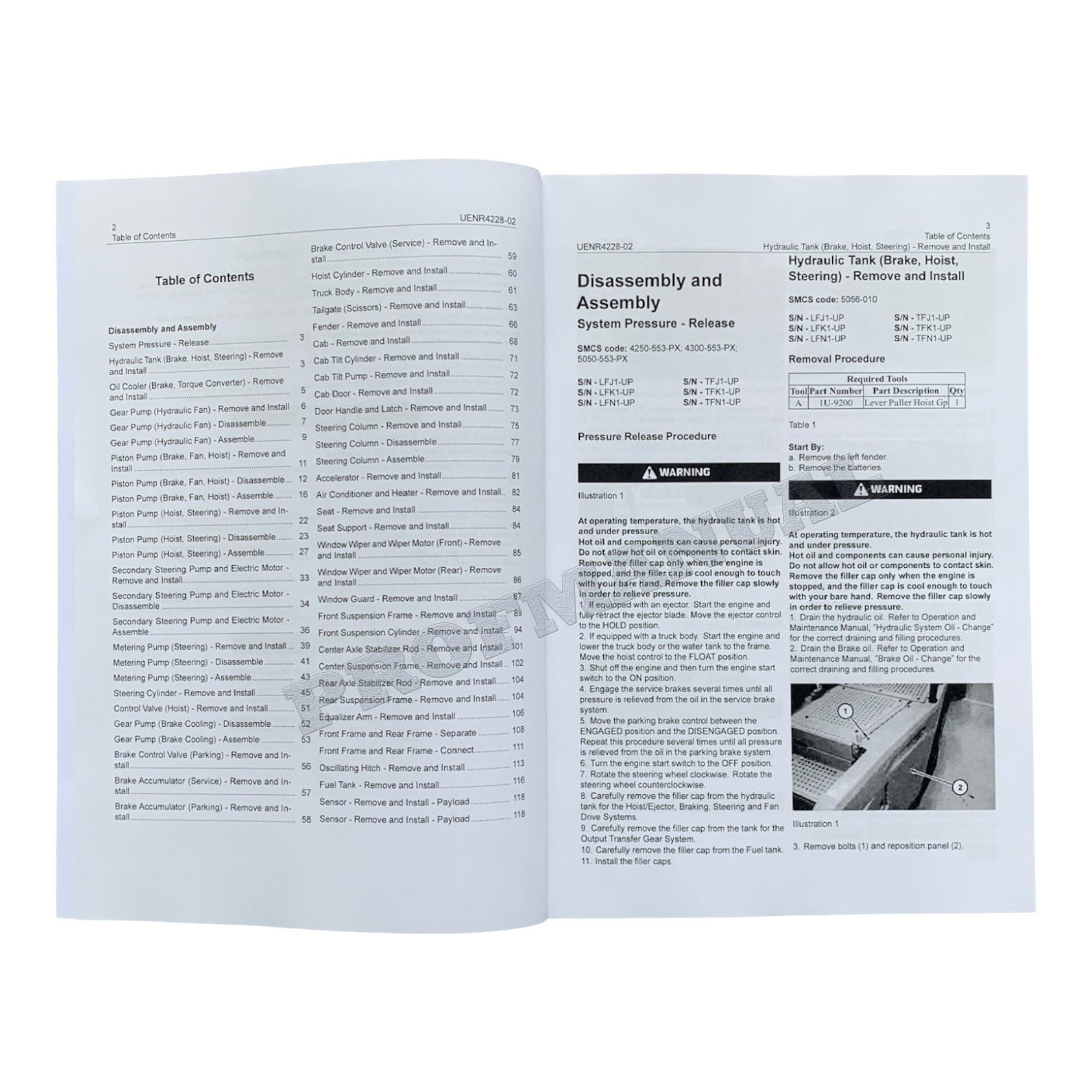 Manual de servicio del sistema de desmontaje y montaje de la máquina del camión Caterpillar 735C 740C EJECTOR 745C