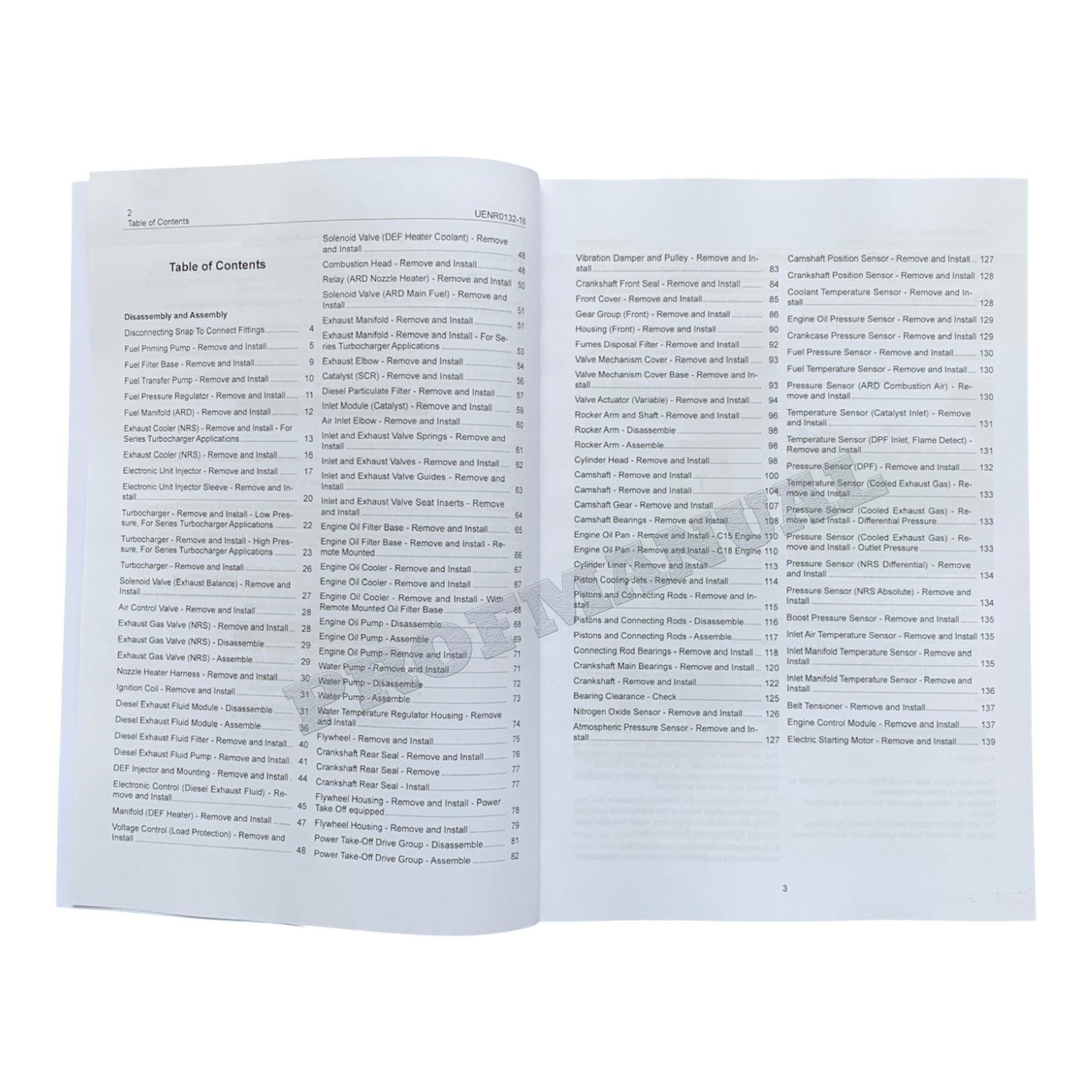 Caterpillar C15 C18 Engine Disassembly Assembly Service Manual UENR0132